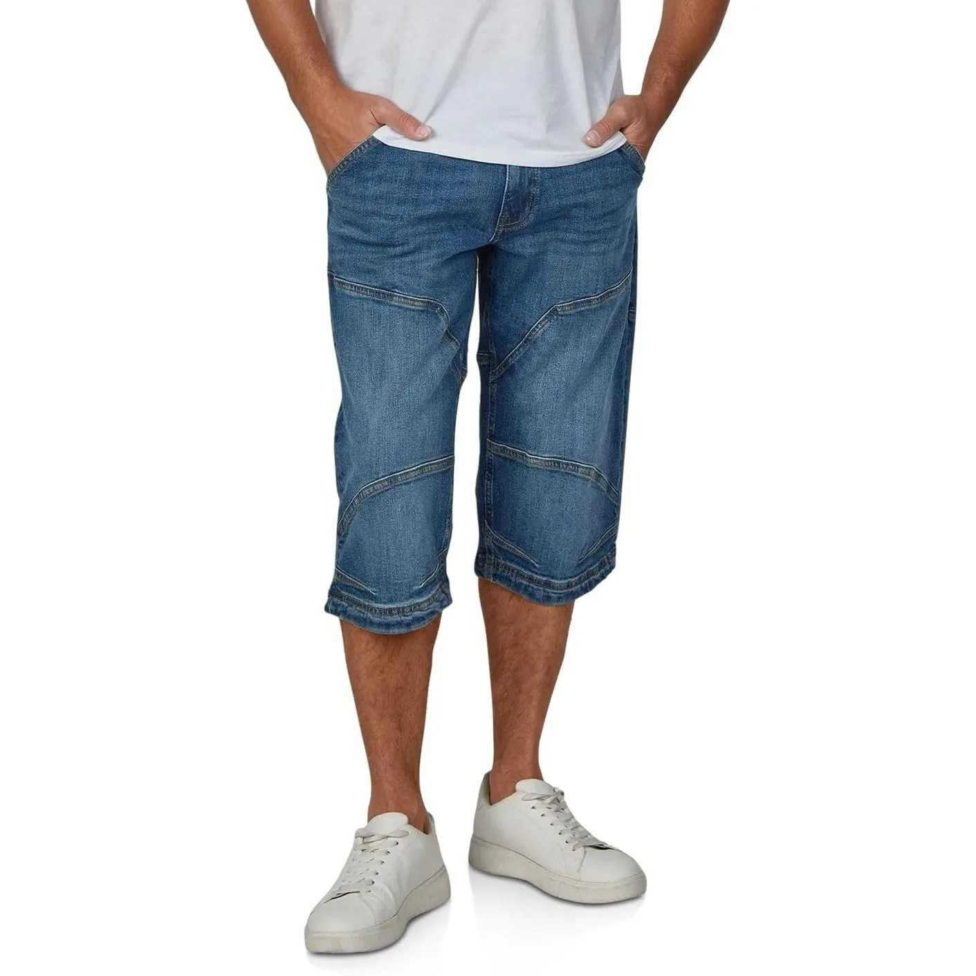 MUSTANG 3/4 Jeans Shorts Herren Stretch Straight Fit Freemont Kurze Hosen Bermuda Sommer Denim Einfarbig Blau Grau 30 3…