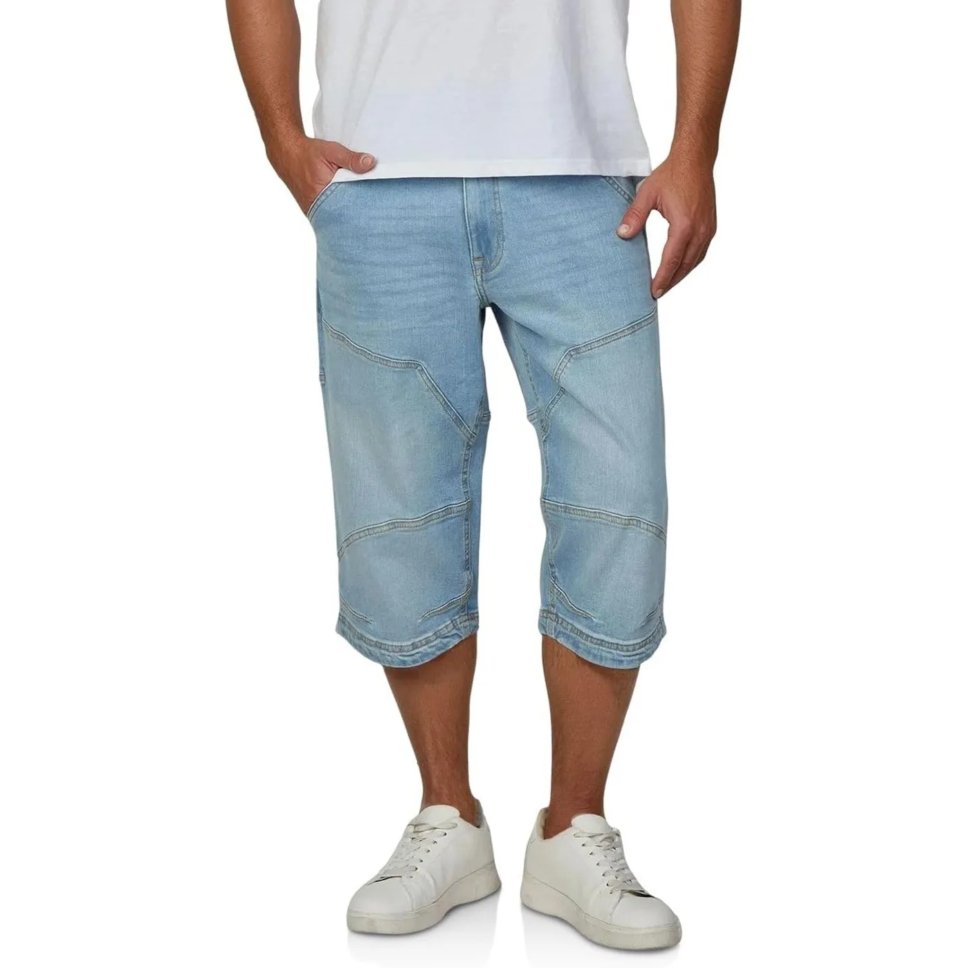 MUSTANG 3/4 Jeans Shorts Herren Stretch Straight Fit Freemont Kurze Hosen Bermuda Sommer Denim Einfarbig Blau Grau 30 3…