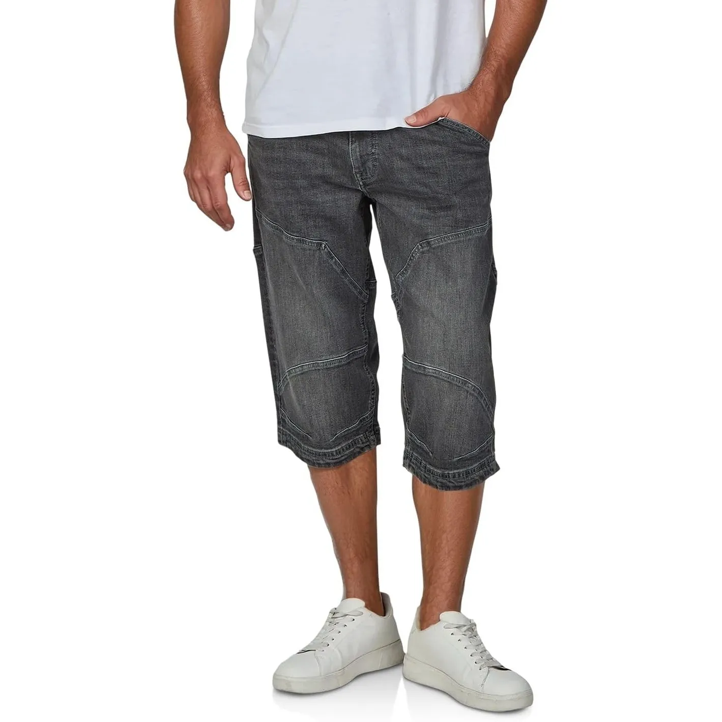 MUSTANG 3/4 Jeans Shorts Herren Stretch Straight Fit Freemont Kurze Hosen Bermuda Sommer Denim Einfarbig Blau Grau 30 3…