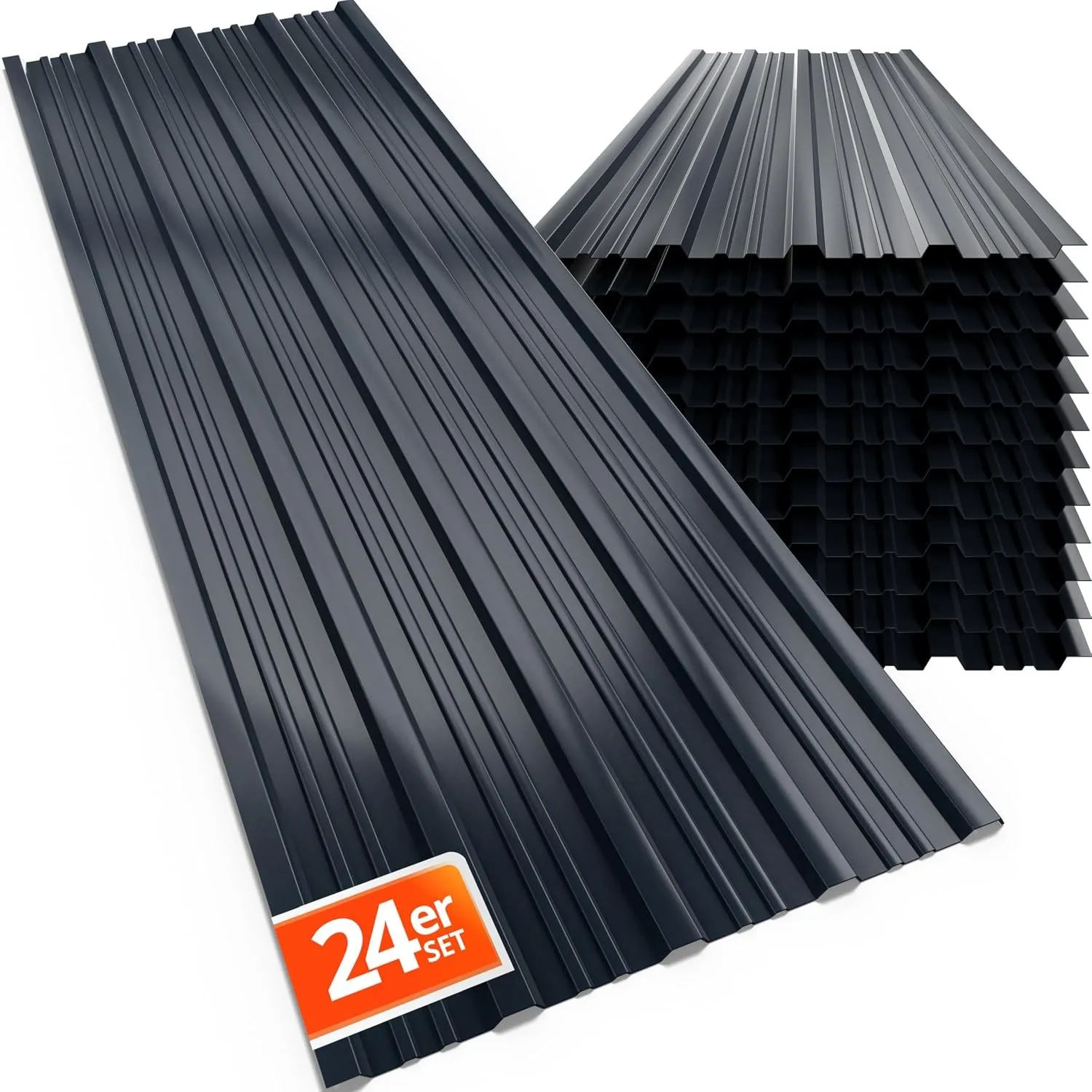 GARDEBRUK® 24x Trapezblech 129x46cm = 14m² Verzinkt Rostresistent Wetterfest Profilblech Dachblech Wellblech Dachplatte…
