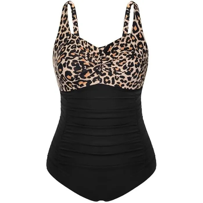 Hanna Nikole Damen Große Größen Einteiliger Badeanzug Bauchweg Bademode Swimsuit V-Ausschnitt Ruched Monokinis
