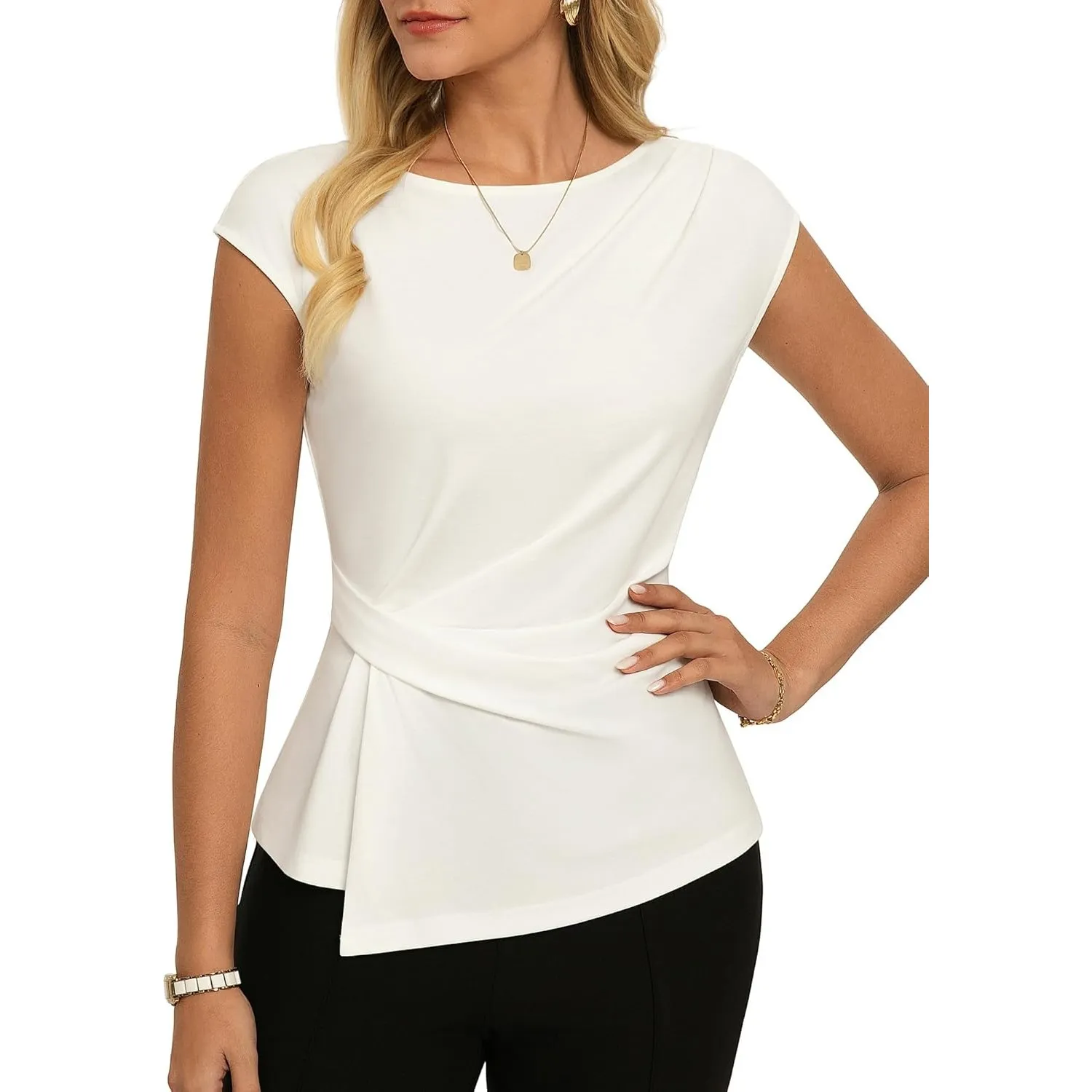 GRACE KARIN Tshirt Damen Elegante Wickelbluse Oberteile Business Work Bluse | Sommer Elegante Flügelärmeln Tops Obertei…