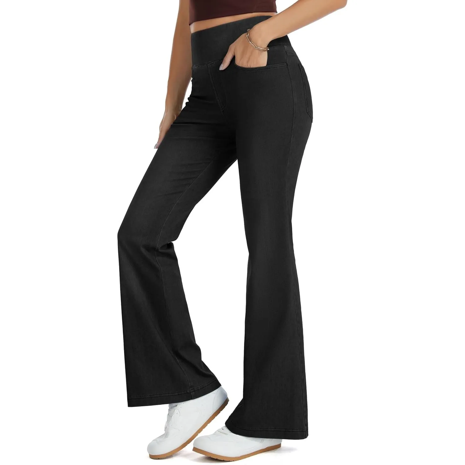 THE GYM PEOPLE Damen Bootcut Jeans High Waist Stretch Flared Jeggings