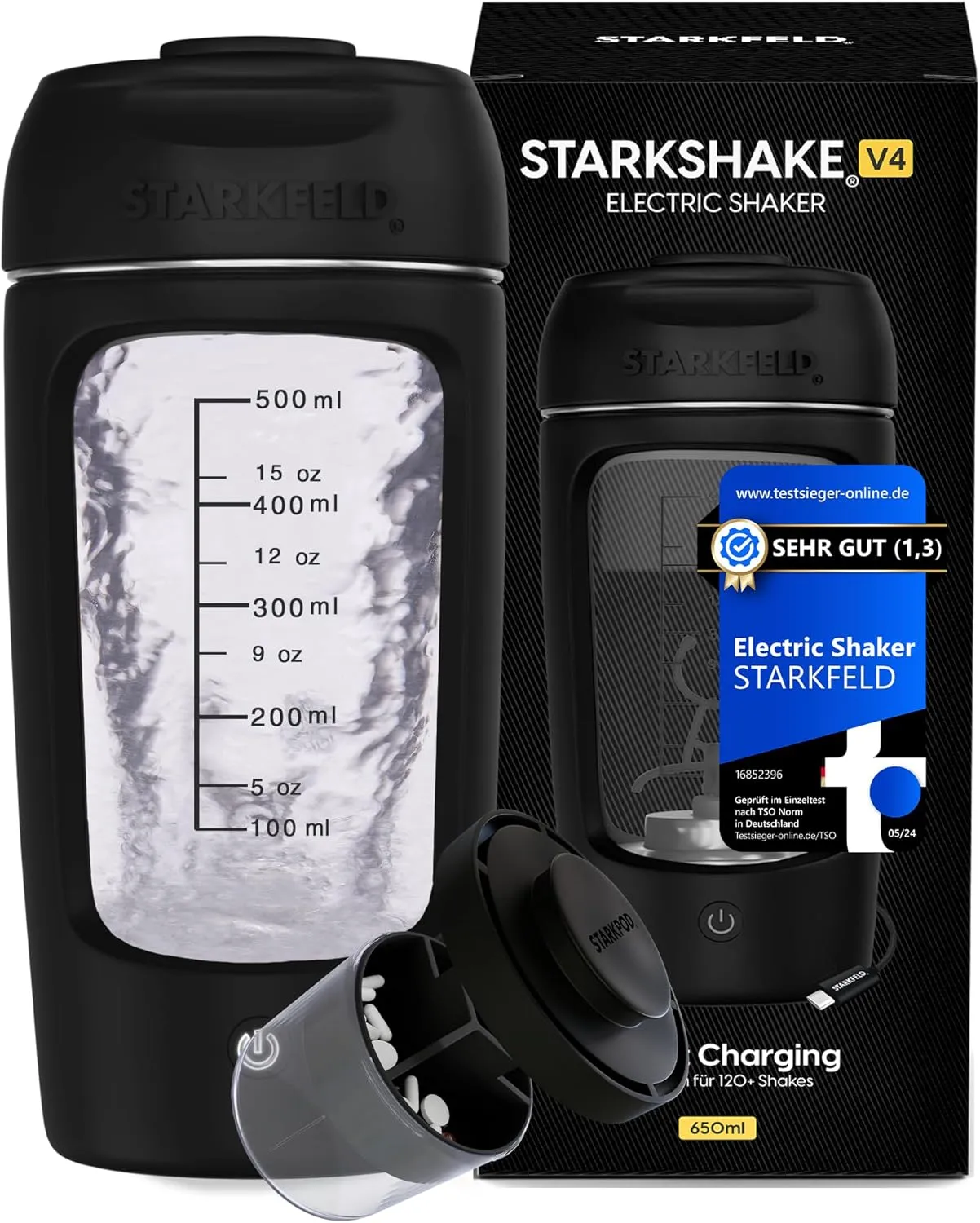 STARKSHAKE V4 - Awarded Best Electric Shaker by F.A.Z.-Verlag (2025) | Electric Protein Shaker for Protein Shakes | 800…