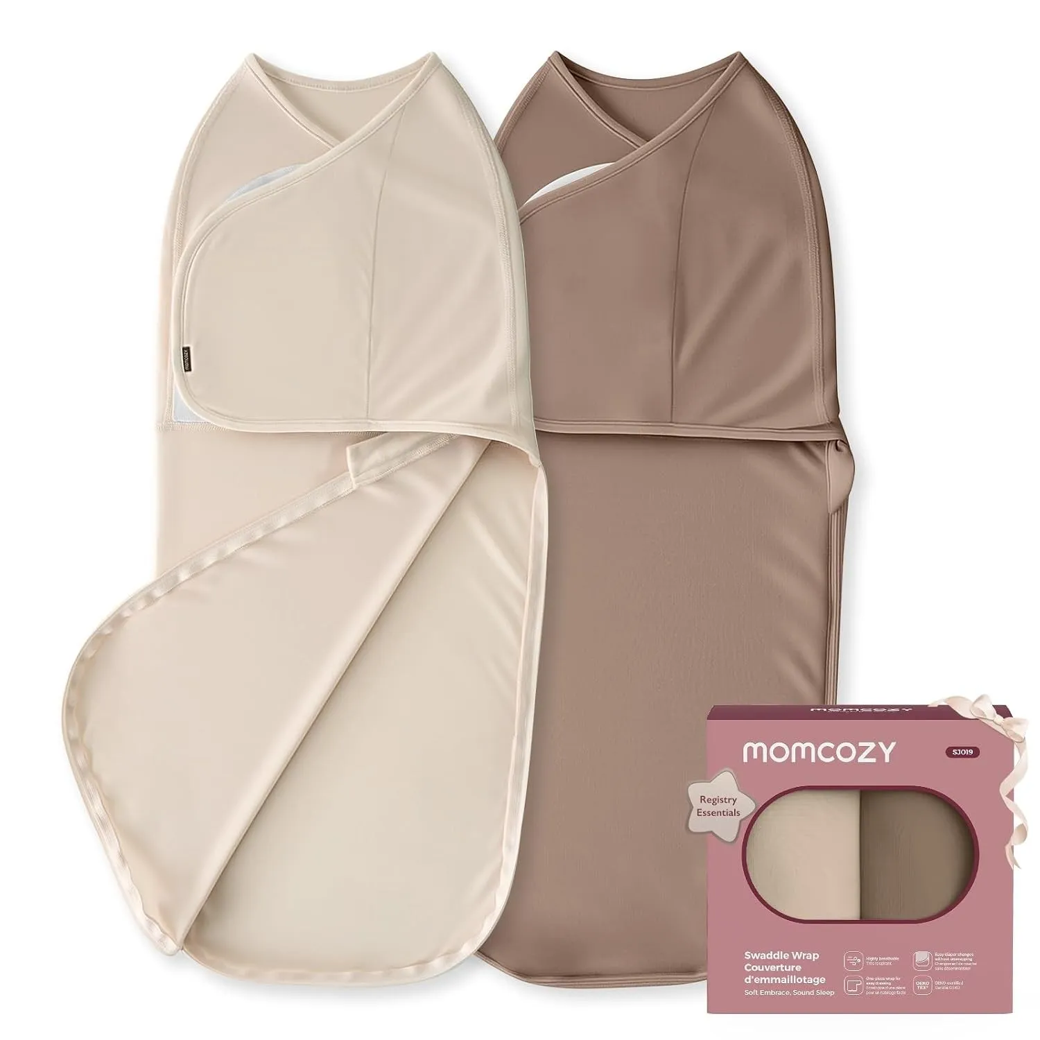 Momcozy Pucksack Baby 0-3 Monate Bambus, 2er-Pack, Khaki und Kaffeebraun | Bambus-Viskose, reduziert den Schreckreflex,…