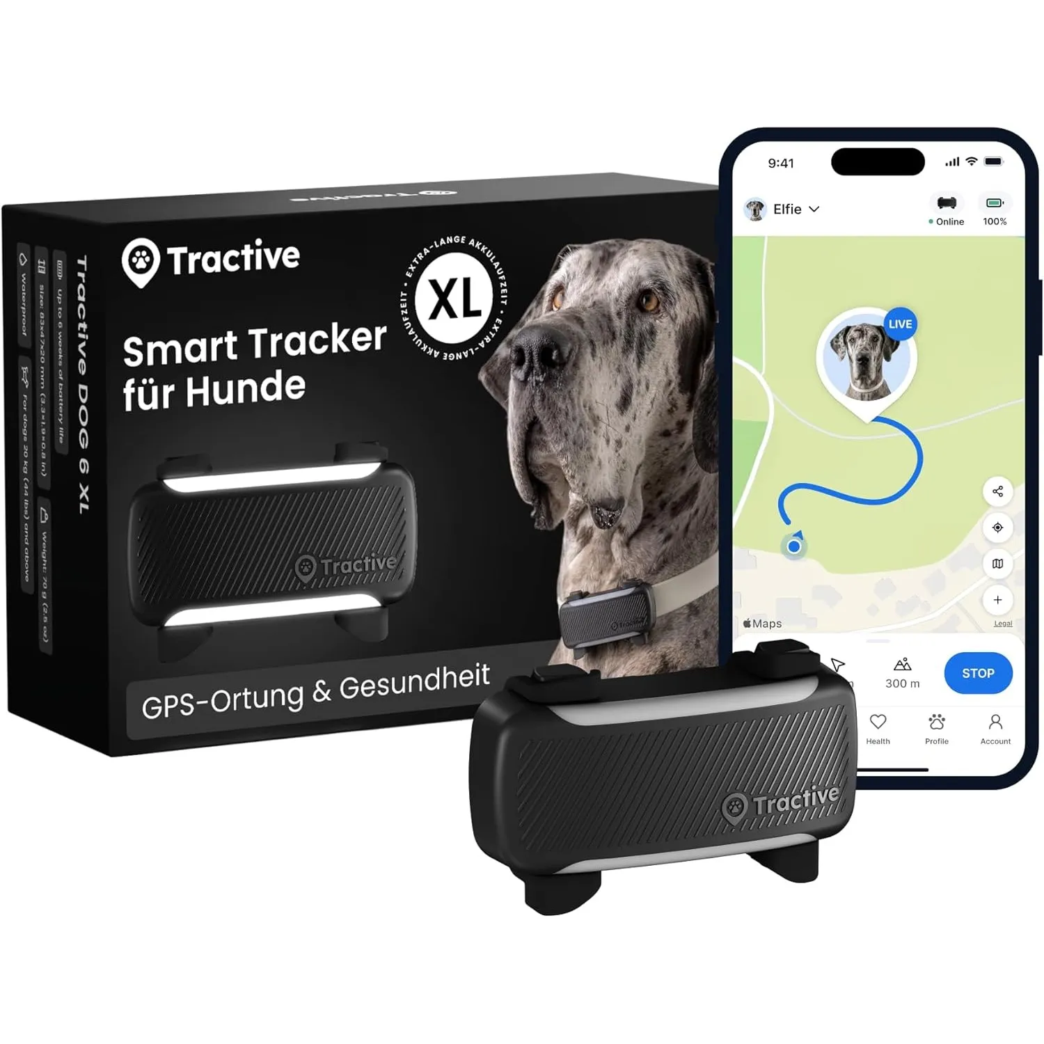 Tractive XL Smarter Hunde GPS Tracker | Modell 2026 | Live-GPS-Ortung | Weglaufalarm & Gesundheitswarnungen | Überwachu…