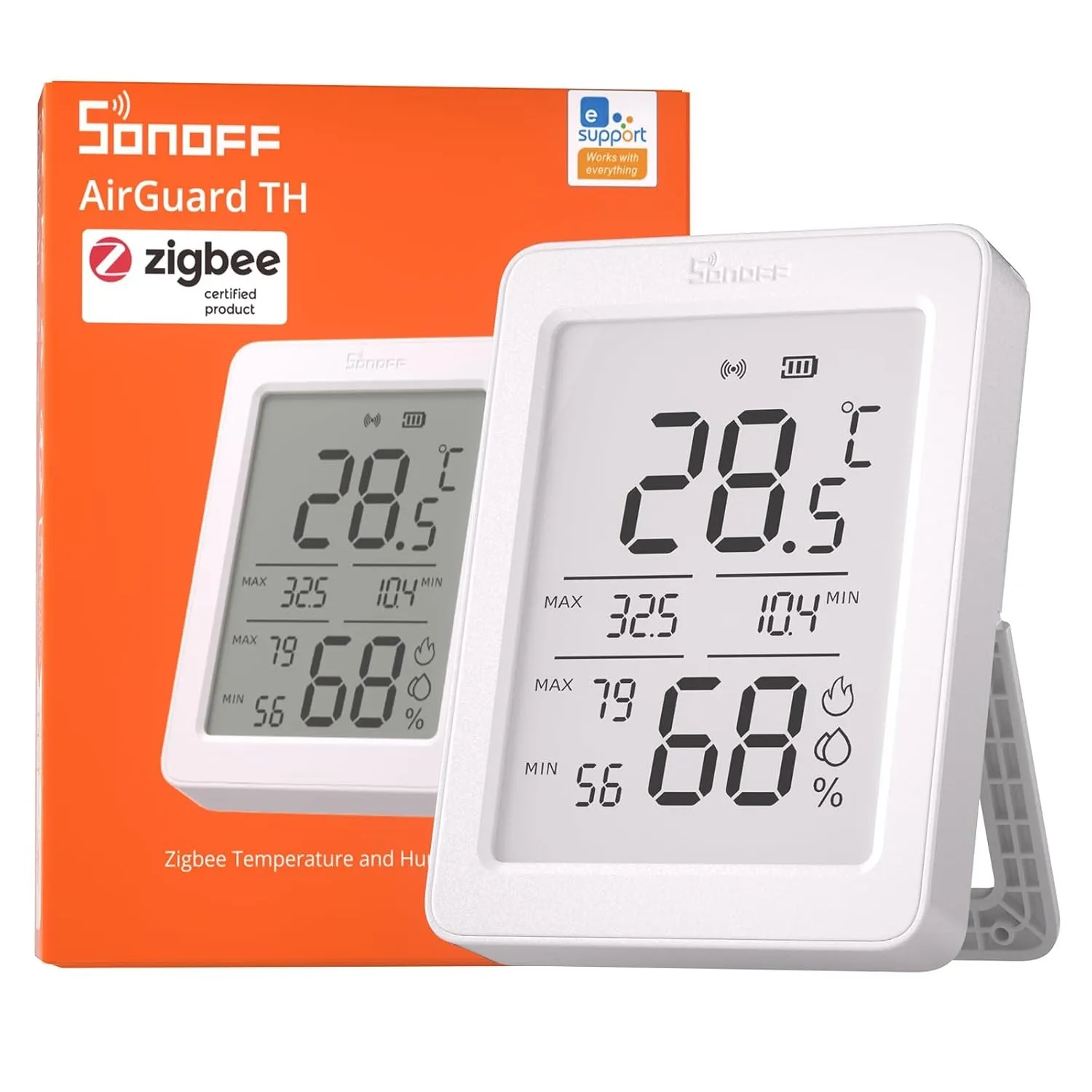 SONOFF AirGuard TH SNZB-02DR2 Zigbee-Temperatur- und Luftfeuchtigkeitssensor, LCD-Display, Thermometer und Hygrometer m…