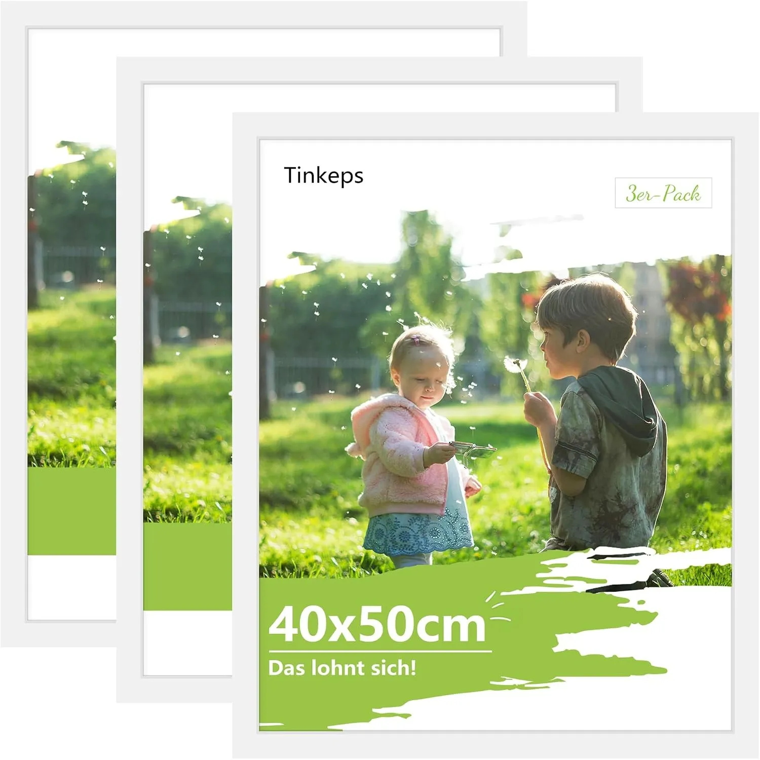 Bilderrahmen 40x50 cm Weiß 3er Pack, MDF