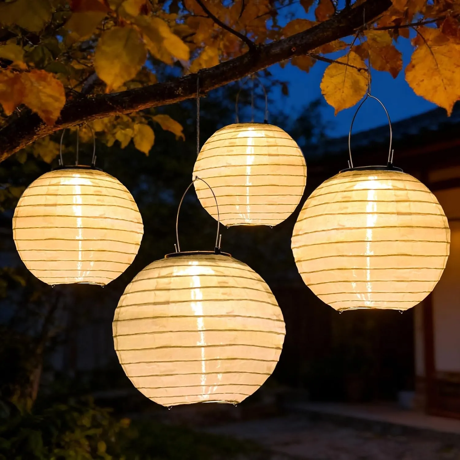 Solar Lampions Außen Wetterfest 4 Stück 20cm Hängende LED Laterne