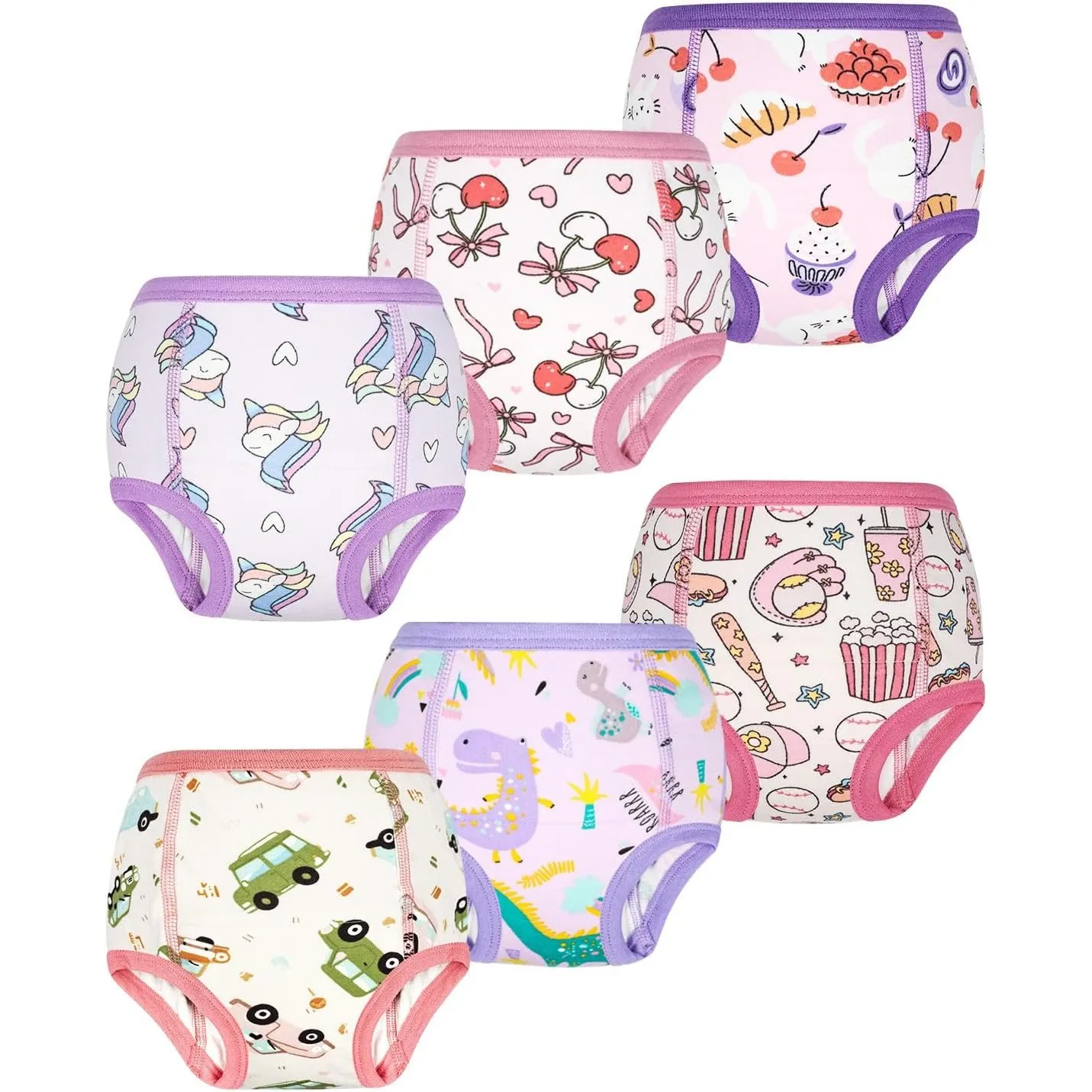 FLYISH DIRECT Baby Töpfchen Trainingshosen für Mädchen und Jungen | 6er Pack Töpfchen Unterwäsche für Töpfchentraining