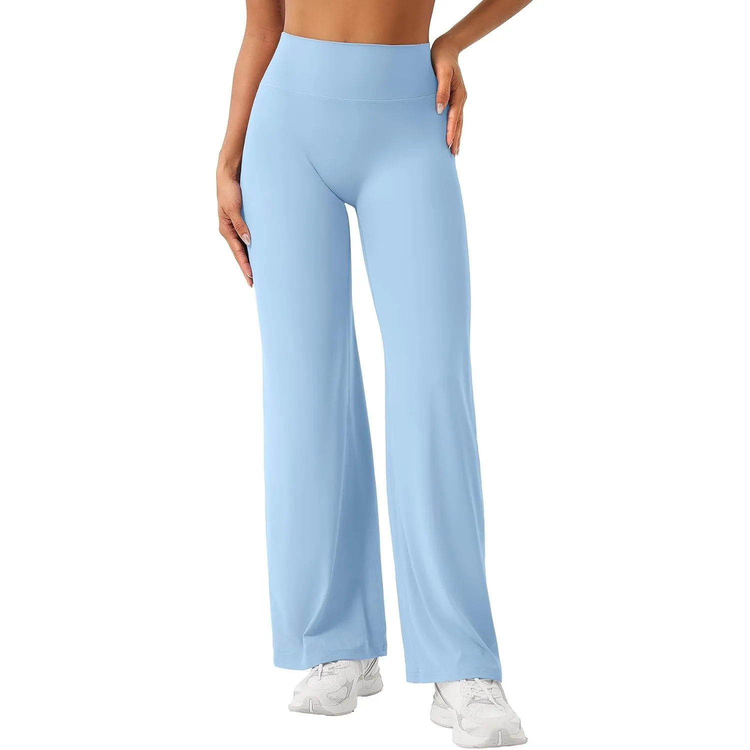 ZAAYO Nahtlose Straight Leggings Damen Flared Legging Yoga Hosen Gym Pant | Hohe Taille, Booty Lifting, Wide Leg, Butte…