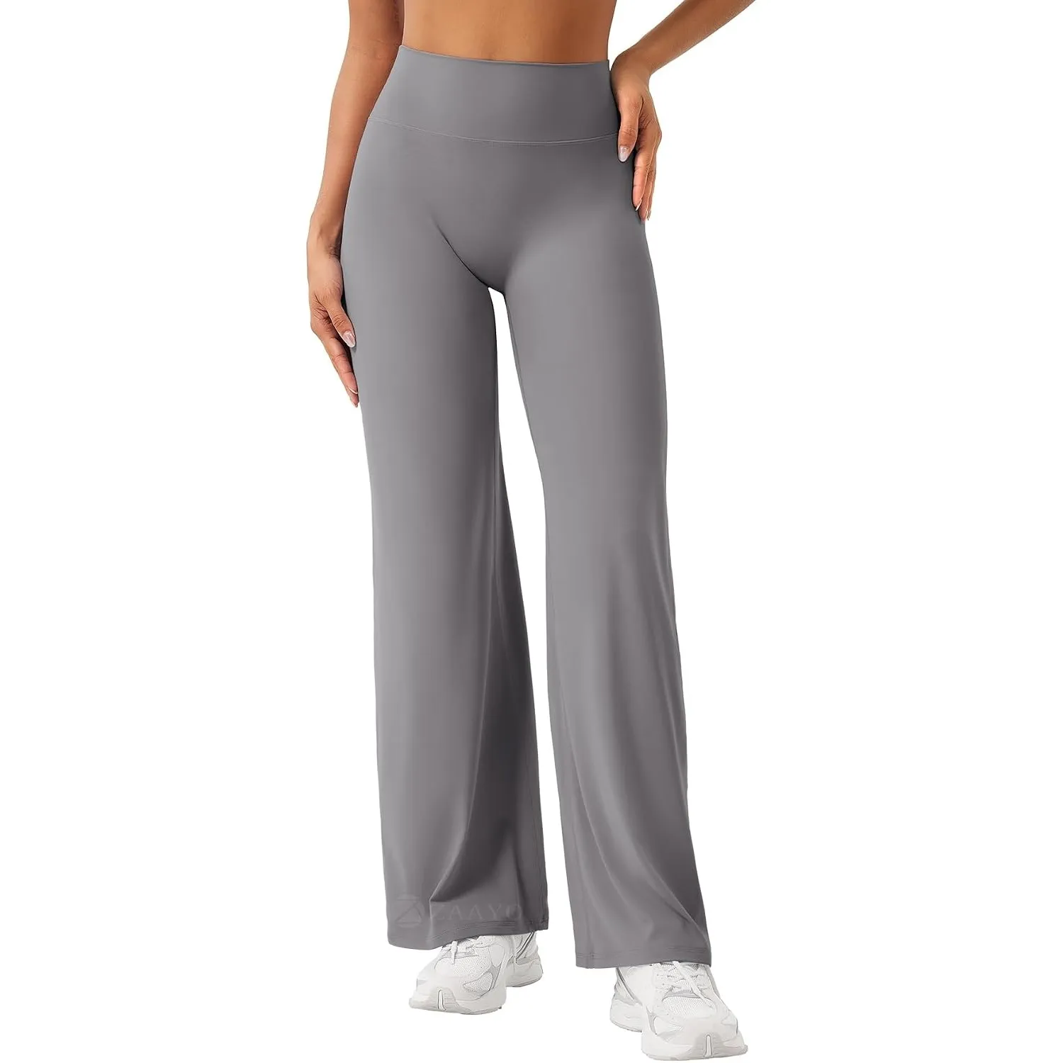 ZAAYO Nahtlose Straight Leggings Damen Flared Legging Yoga Hosen Gym Pant | Hohe Taille, Booty Lifting, Wide Leg, Butte…