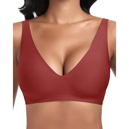 Jiuday Tiefer V Push Up BH Damen ohne Bügel Bequemer Jelly BH für Große Brüste Starker Halt Seamless Soft Bra Bügellose…