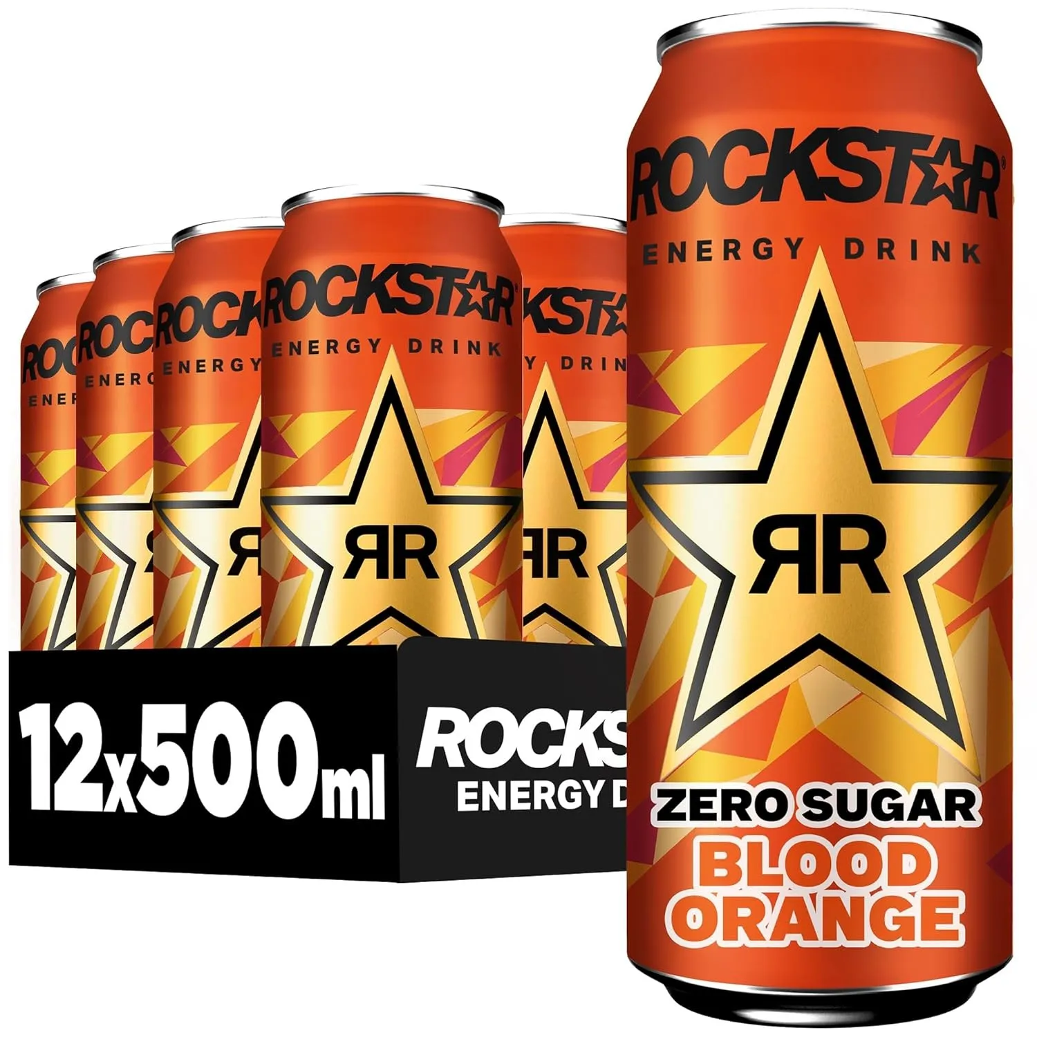 Rockstar Energy Drink Zero Sugar Blood Orange, 12x500ml – koffeinhaltig