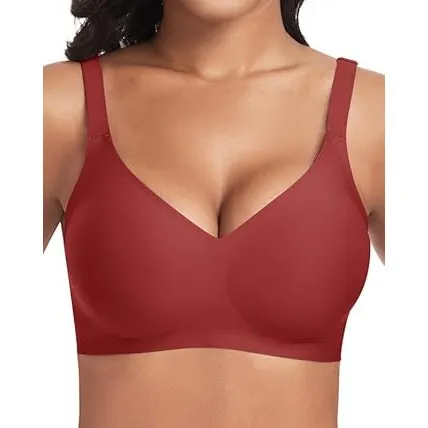 Jiuday BH ohne Bügel Push Up BH Große Brüste Starker Halt Bügelloser Bustier Damen Gepolstert Seamless Soft Bra ohne Bu…