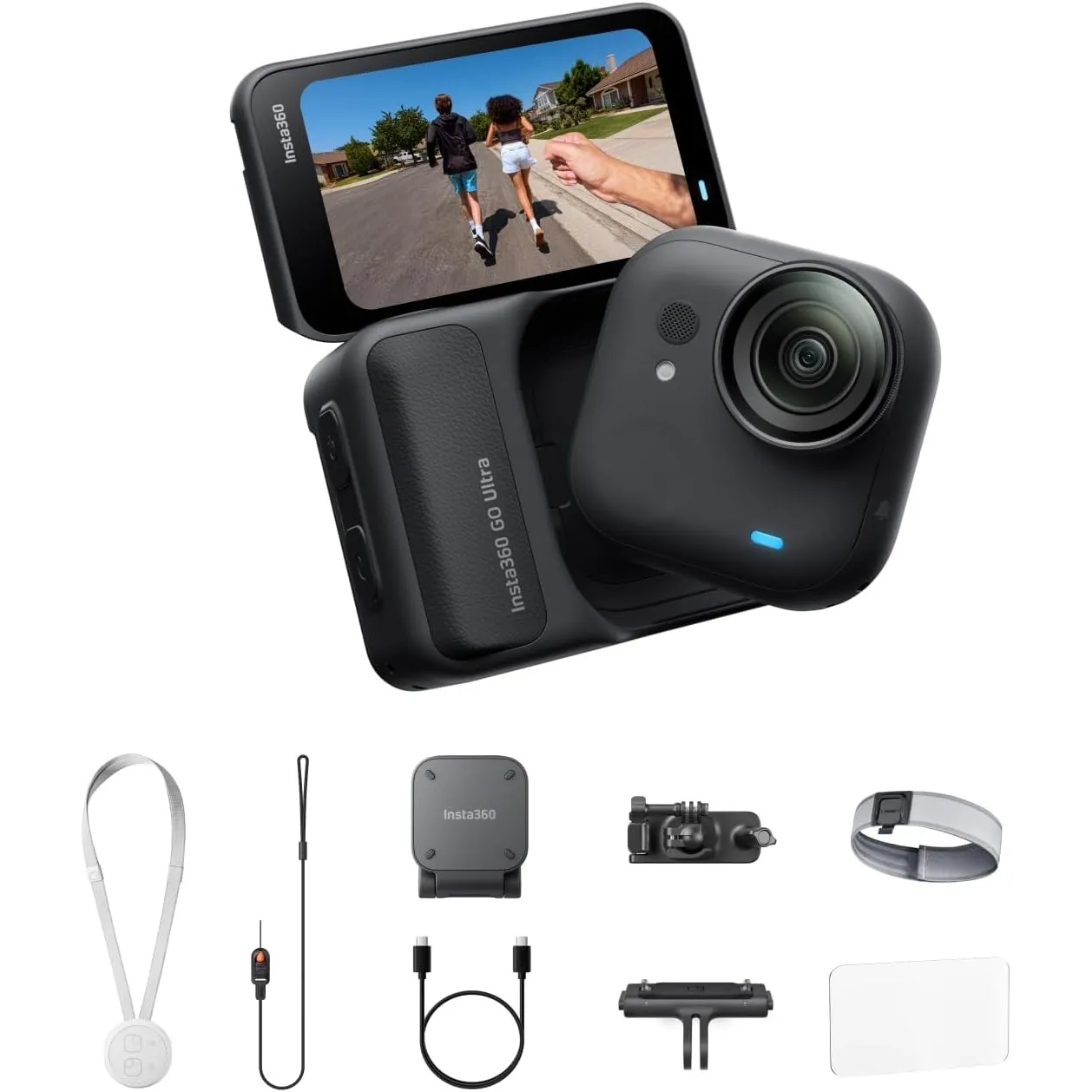 Insta360 GO Ultra Lauf-Bundle Nachtschwarz - freihändige 4K Mini-Cam, leicht & mobil, top bei wenig Licht, überall anbr…