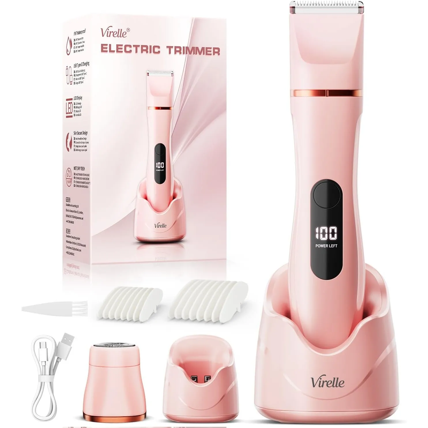 Intimrasierer für Frauen, Rasierer Damen Intimbereich Sanft, 2 in 1 Elektrischer Damenrasierer, Bikini Trimmer für Körp…