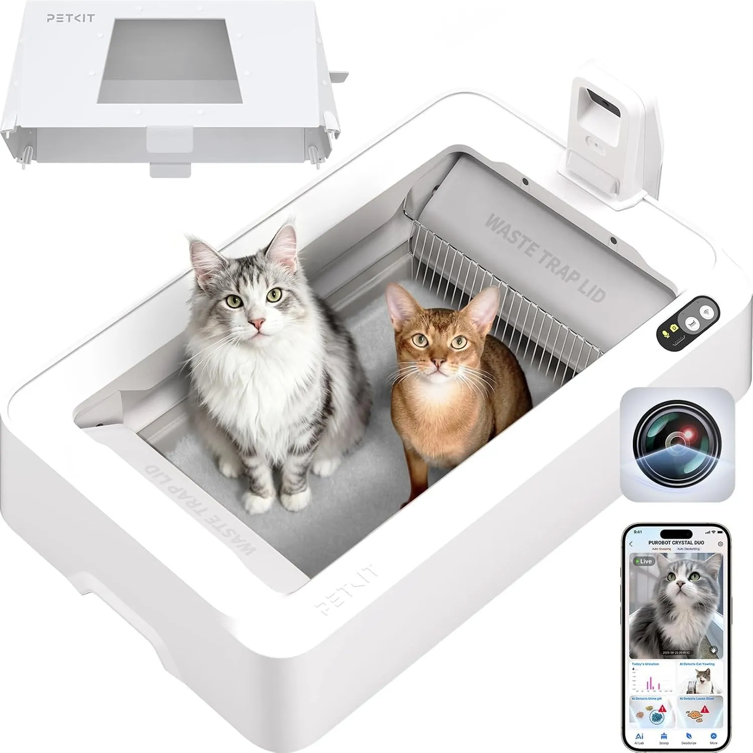 PETKIT Katzenklo Selbstreinigend,Offene Selbstreinigende Katzentoilette mit Kamera,AI-Gesundheitsüberwachung, Design fü…