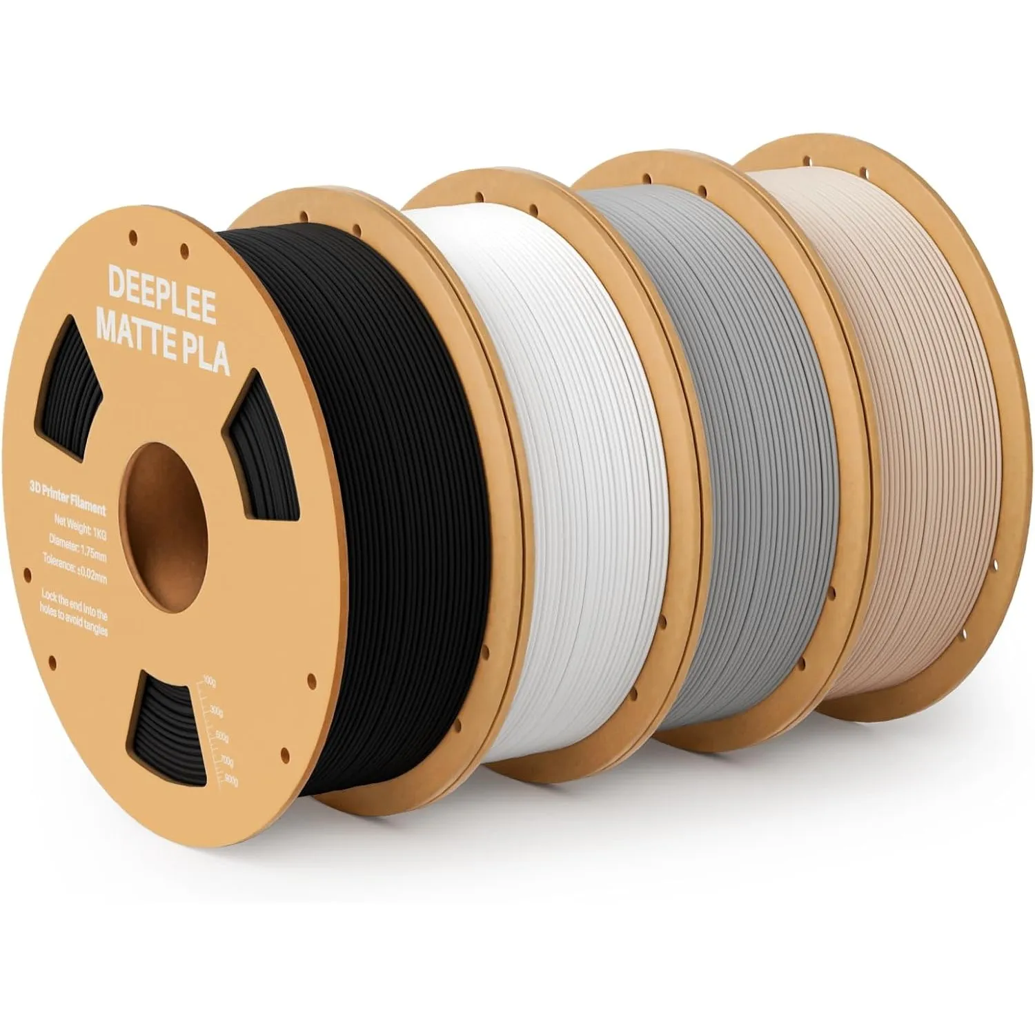 DEEPLEE Matte PLA Filament Schwarz Weiß Grau Beige 4KG