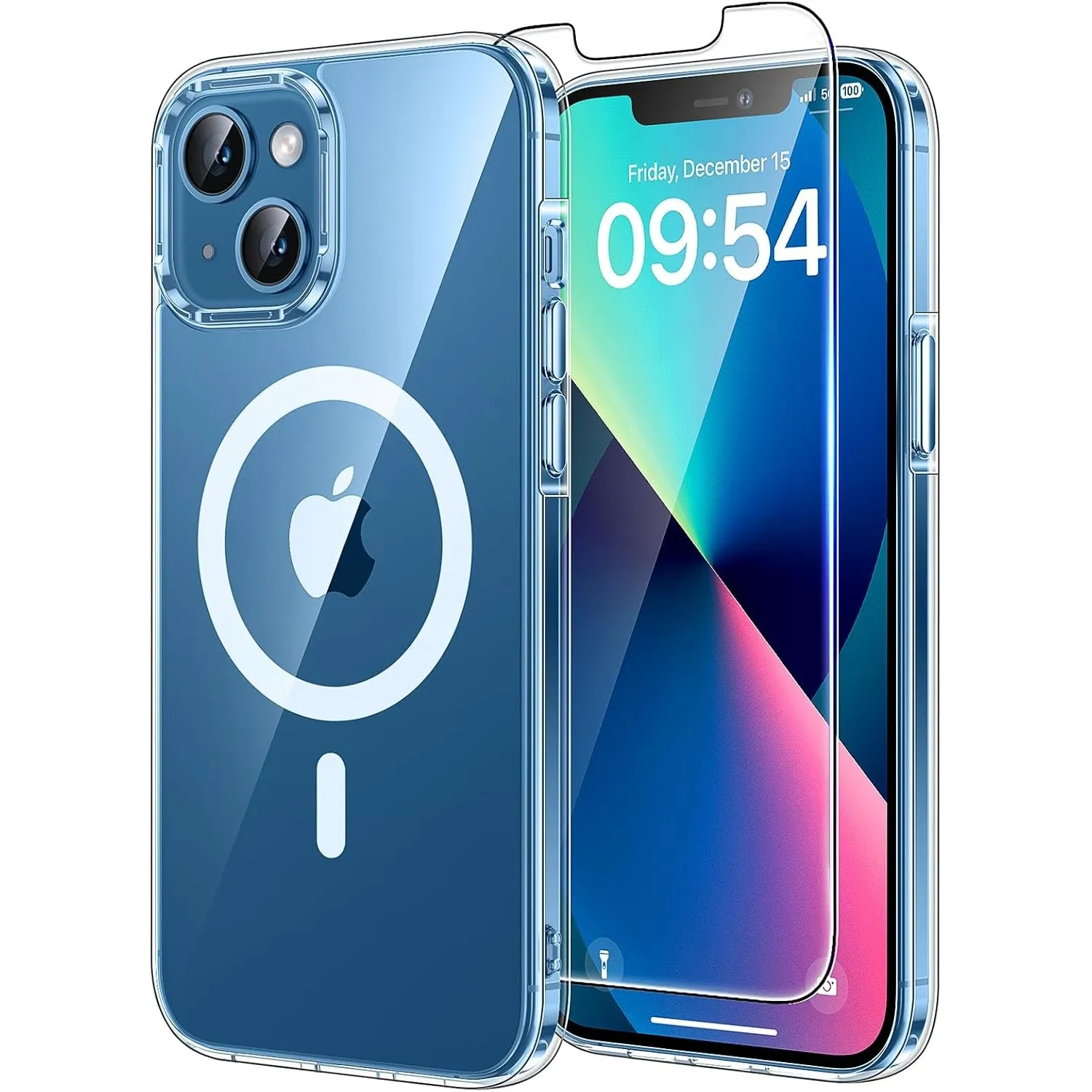 TAURI für iPhone 13 Mini Hülle 5,4" mit Schutzfolie - Durchsichtig