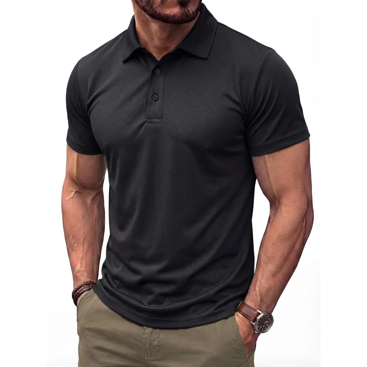 PINSPARK Poloshirt Herren Kurzarm Golf Shirt Atmungsaktiv Leicht Polohemd
