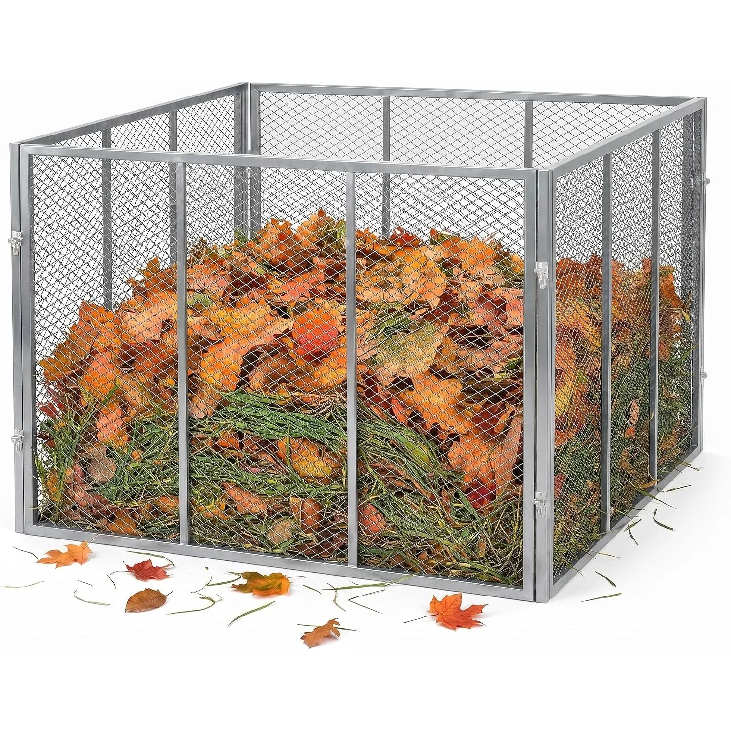 Garten Komposter Metall, verzinkt, 750L, 100x100x75cm, Silber
