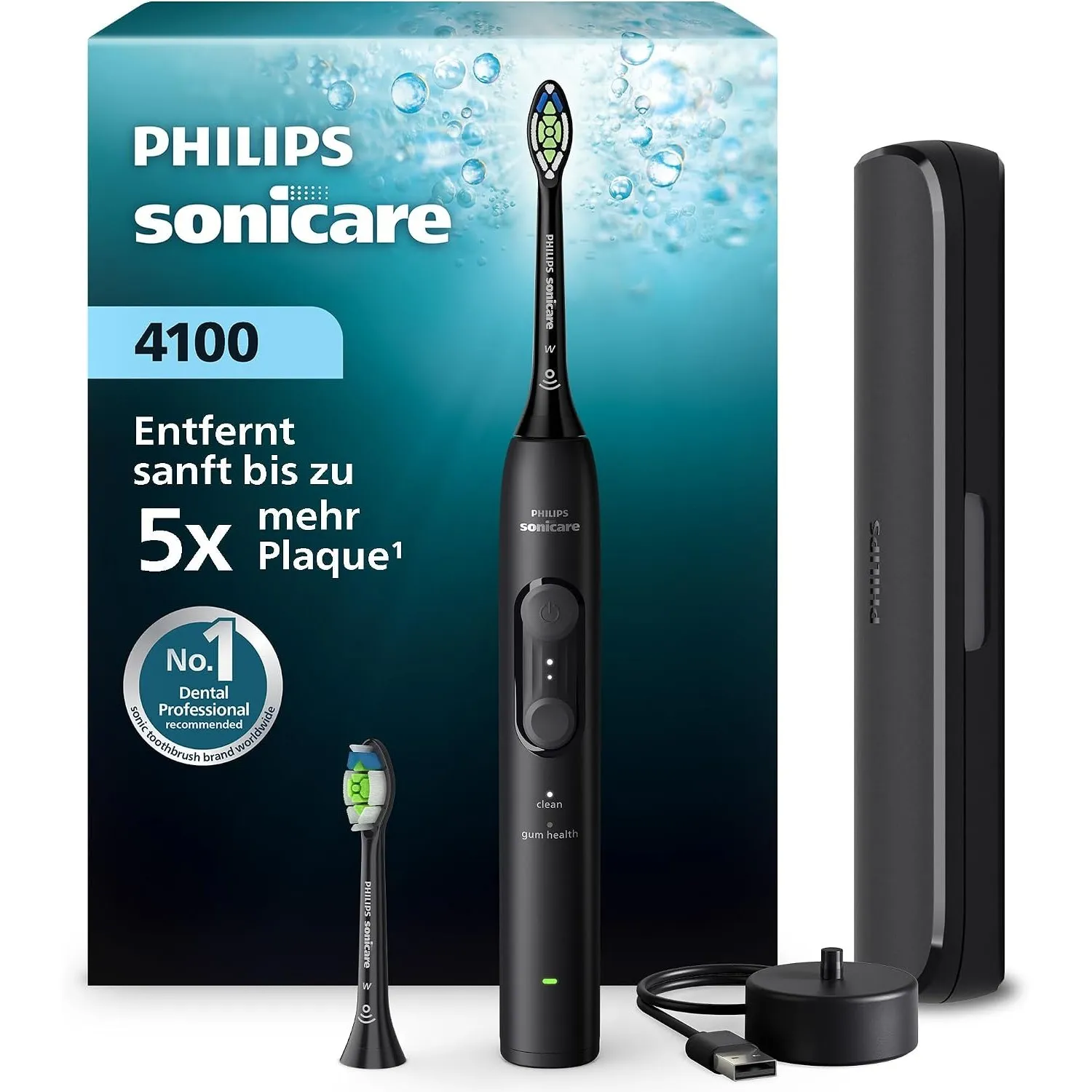 Philips Sonicare Series 4100 Elektrische Zahnbürste – Schallzahnbürste mit Drucksensor, 4 Putzeinstellungen, EasyStart,…