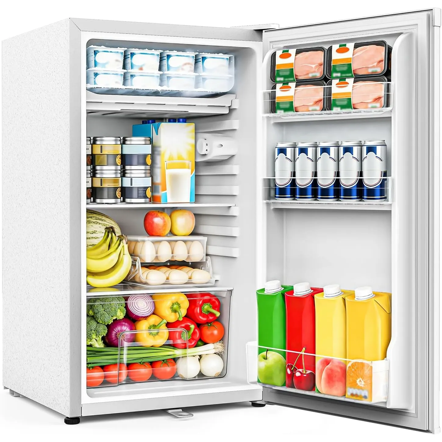 WELLENT 90L Kühlschrank ohne Gefrierfach - Kleiner Kühlschrank mit Umkehrbarer Tür und Kühlfach, 7-Stufiger Thermostat,…