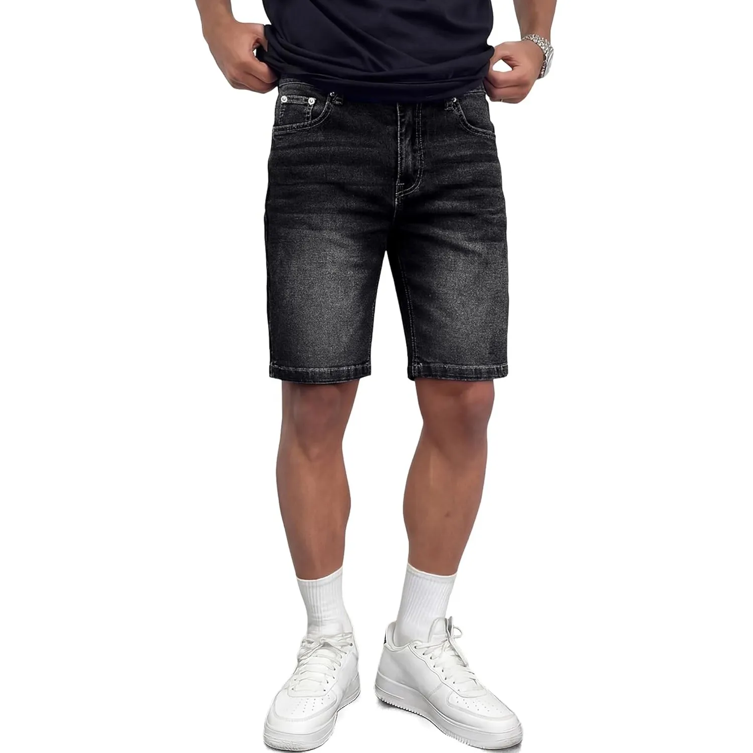 JMIERR Herren Jeans Shorts Baumwolle Stretch 2026 Sommer Kurze Hosen Herren Bequeme Slim Fit Jeansshorts für Männer