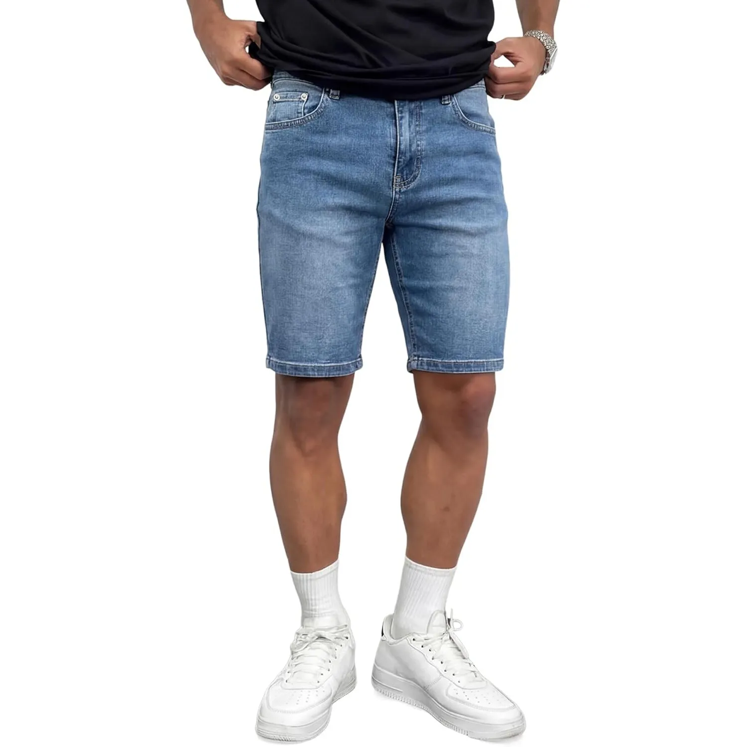 JMIERR Herren Jeans Shorts Baumwolle Stretch 2026 Sommer Kurze Hosen Herren Bequeme Slim Fit Jeansshorts für Männer