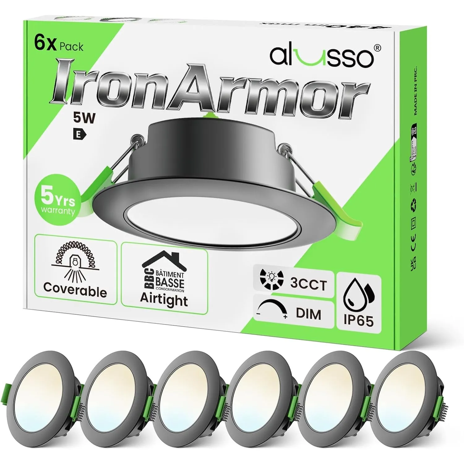 ALUSSO Metall LED Einbaustrahler 230V Dimmbar, Deckenspots Badezimmer Spots