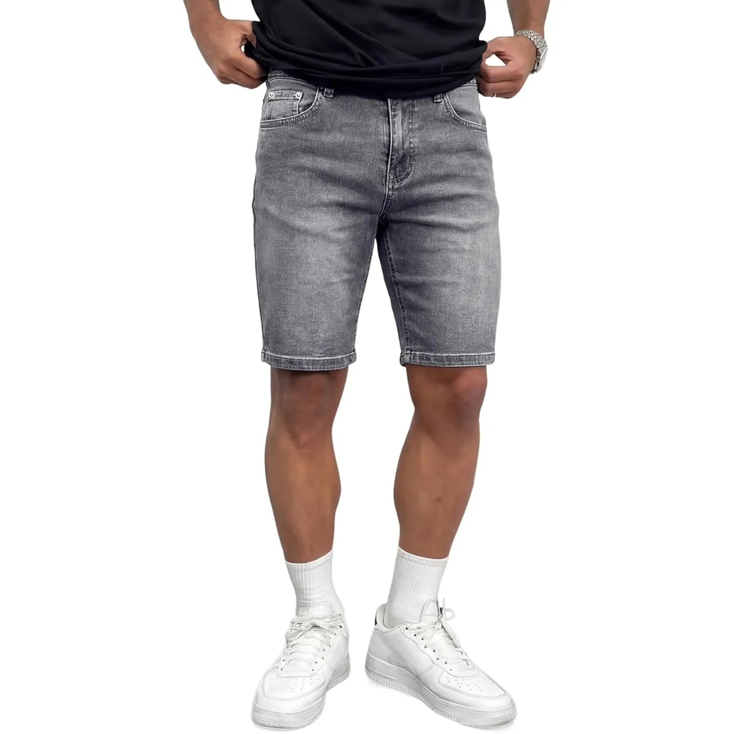 JMIERR Herren Jeans Shorts Baumwolle Stretch 2026 Sommer Kurze Hosen Herren Bequeme Slim Fit Jeansshorts für Männer