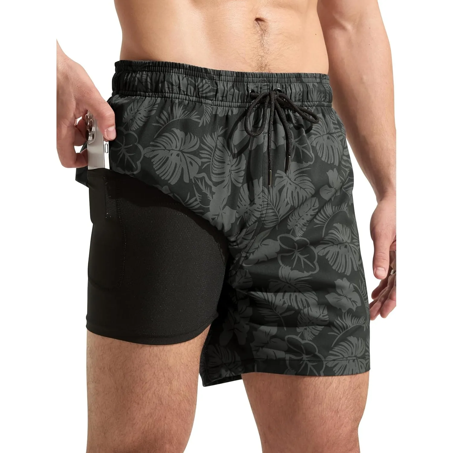 Arcweg Badehose Herren 2 in 1 Badeshorts Männer mit Kompressions Liner Schnelltrocknende Atmungsaktive mit Reißverschlu…