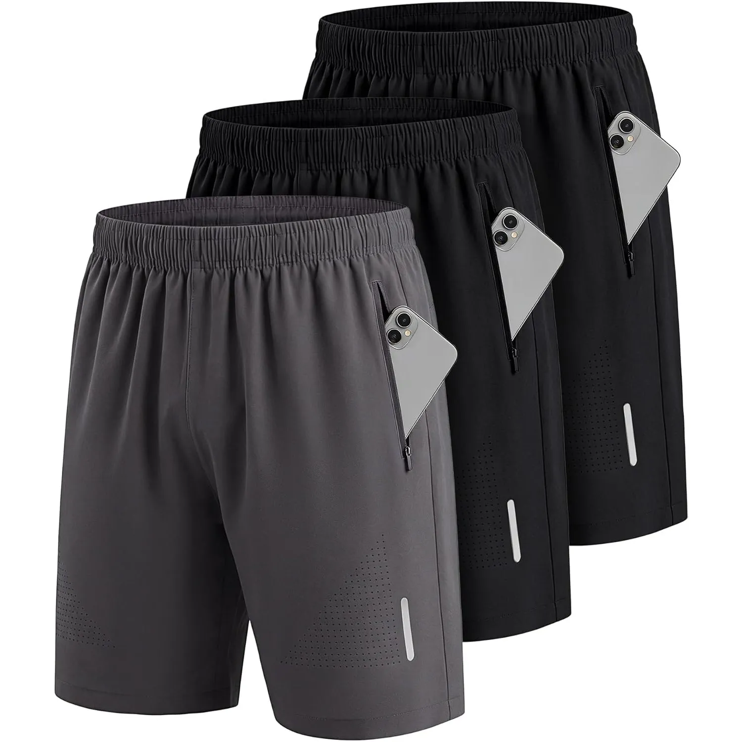 UUMIAER Sporthose Herren Kurz Schnell Trocknend mit Reisverschlusstaschen Sport Shorts Kurze Hosen Geeignet für Verschi…
