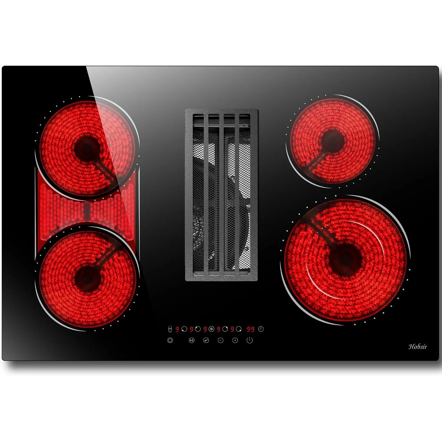 Glaskeramikkochfeld mit Dunstabzug 77 cm – 7100W 4 Platten kochfeld autark