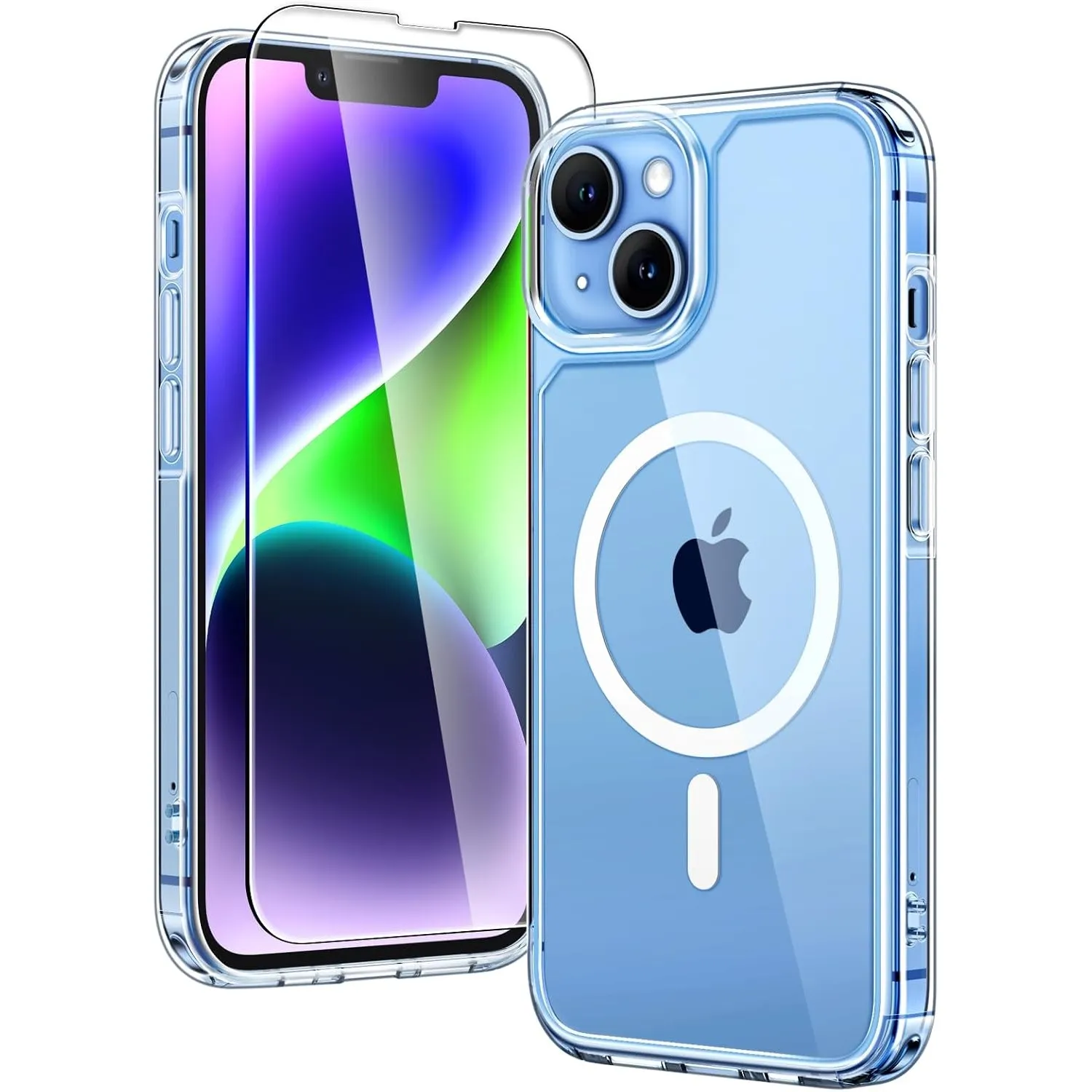 TAURI für iPhone 14 Plus Hülle 6,7" mit Schutzfolie - Durchsichtig
