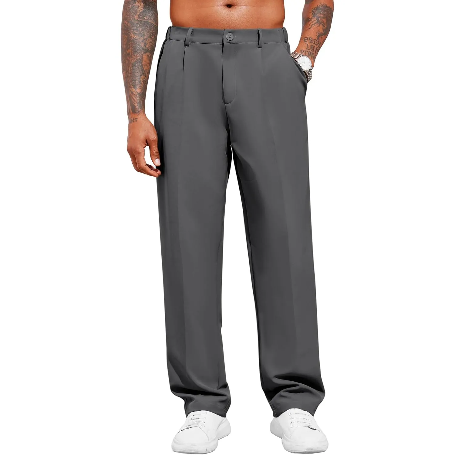 Runcati Herren Chino Hose Stretch Anzughose mit Taschen