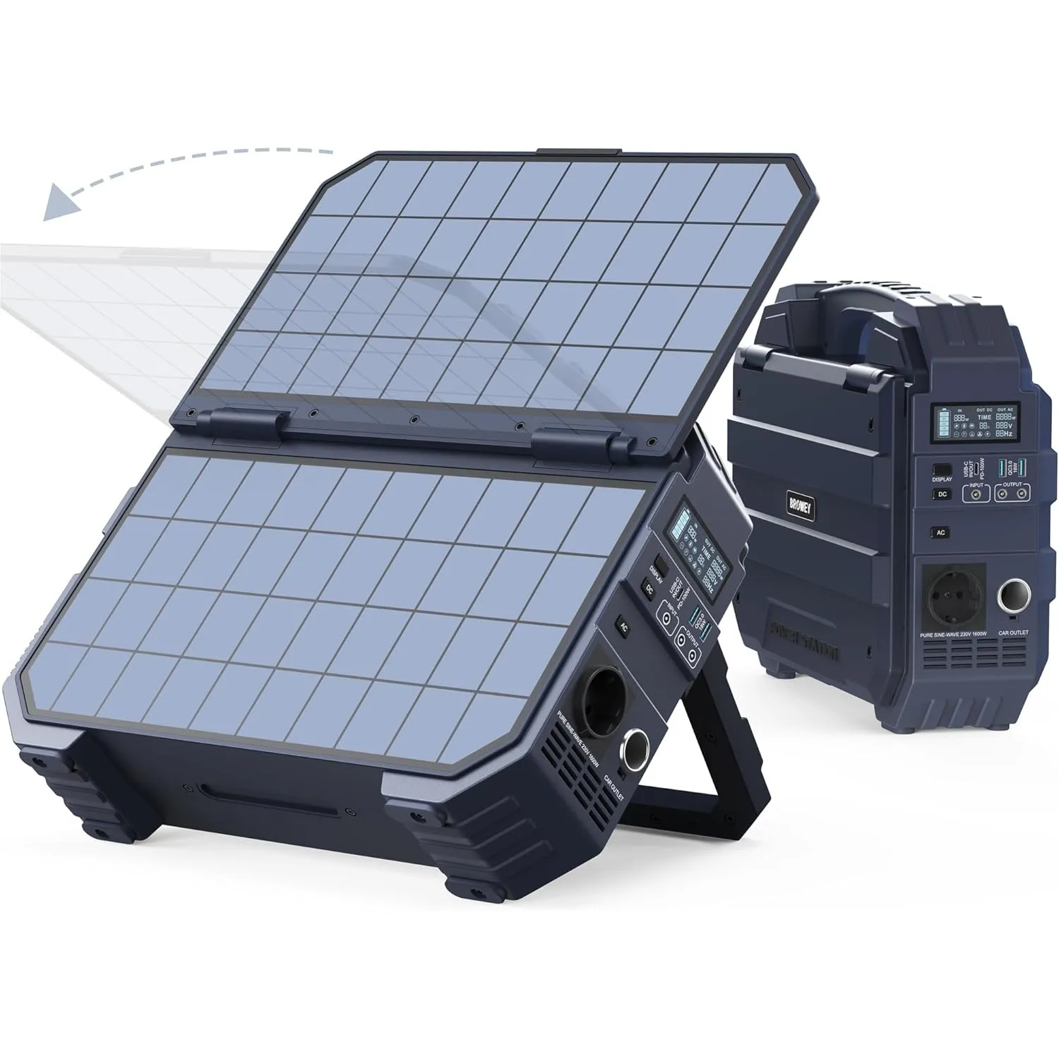 BROWEY Tragbare Powerstation 1600W, 1024Wh Solargenerator mit solarpanel
