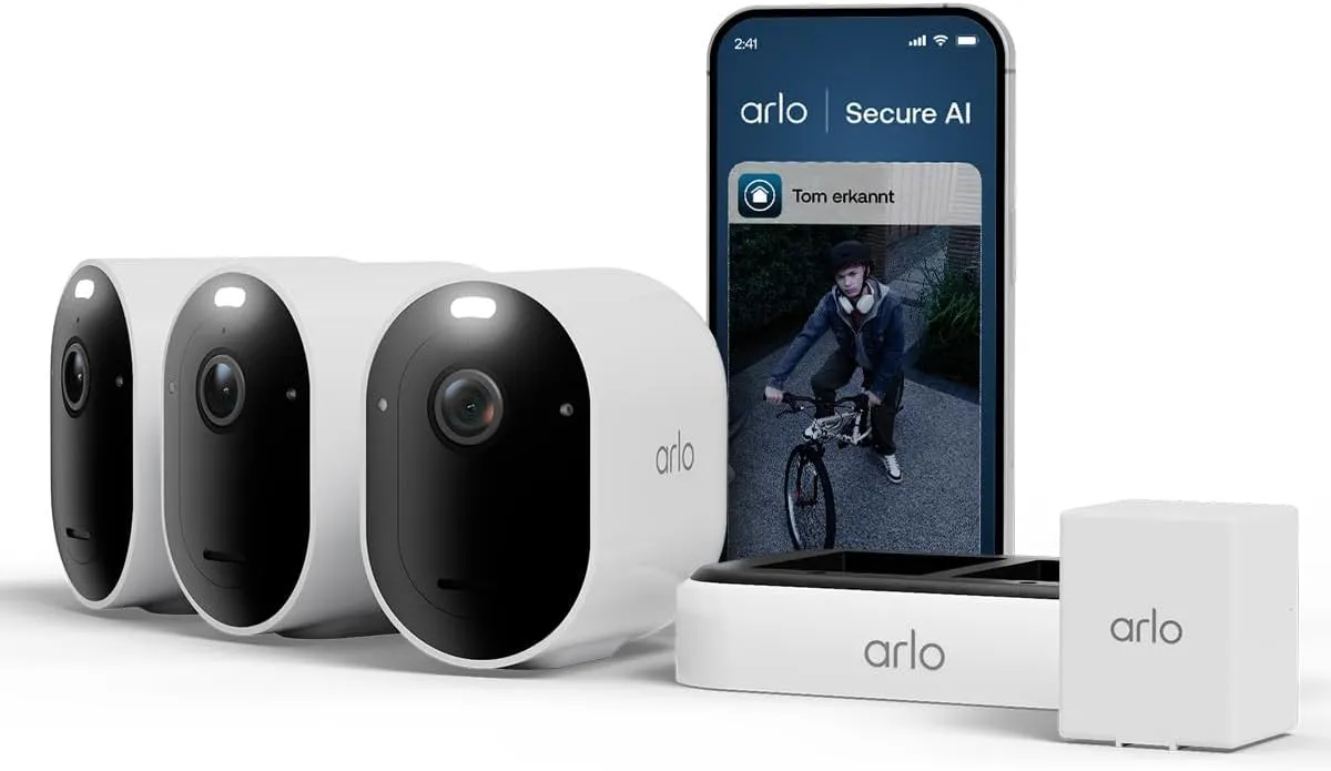 Arlo Pro 6 Überwachungskamera Aussen WLAN, Kabellos, 2K+HDR, Farb-Nachtsicht, Zwei-Wege Audio, Bewegungserkennung, mit …