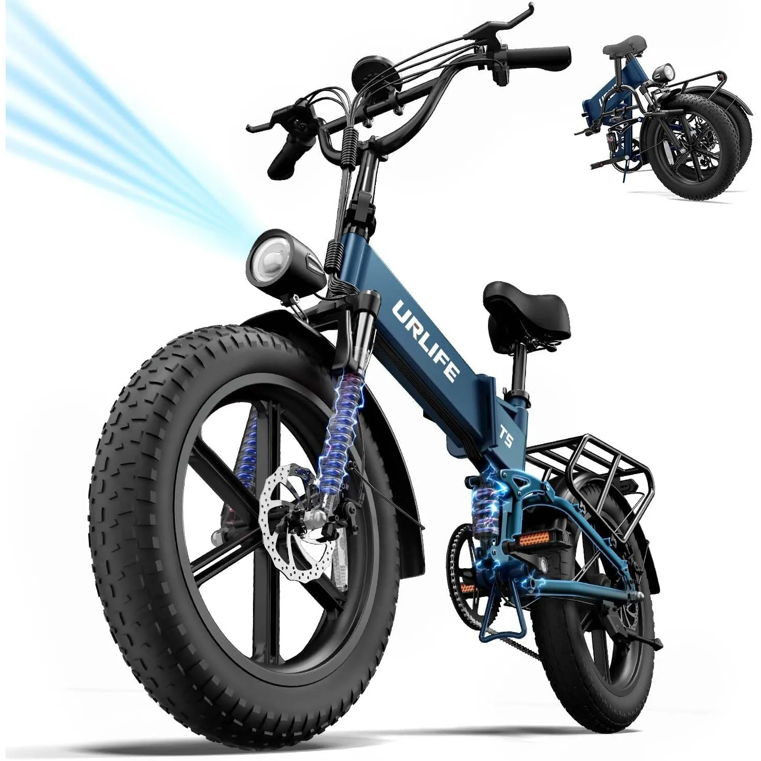 URLIFE Klapprad Elektrofahrrad, 20 * 4.0 Zoll Fat Tire E Bike Herren mit 48V 13AH Herausnehmbarer Akku, Lange Reichweit…