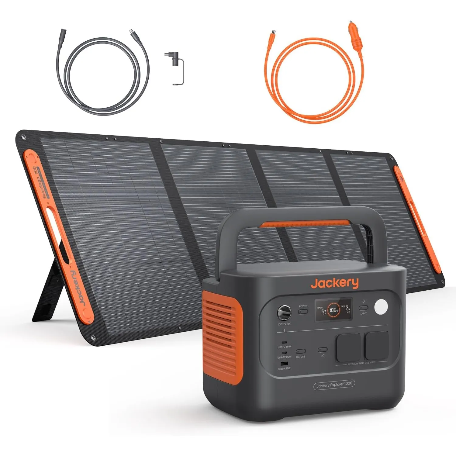 Jackery Explorer 1000 v2 Solargenerator Set, 1070Wh E1000 v2 LiFePO4 Powerstation mit 200W Solarpanel, 5 m Verlängerung…