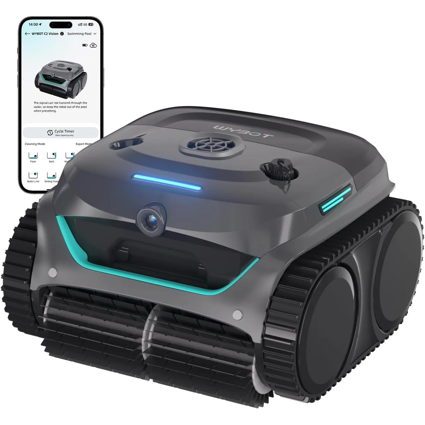 WYBOT (Neues Modell) C2 Vision-A Kabelloser Poolroboter Akku mit KI-Kamera, 8 Modi, starker Saugkraft, Dual-Filter, Was…