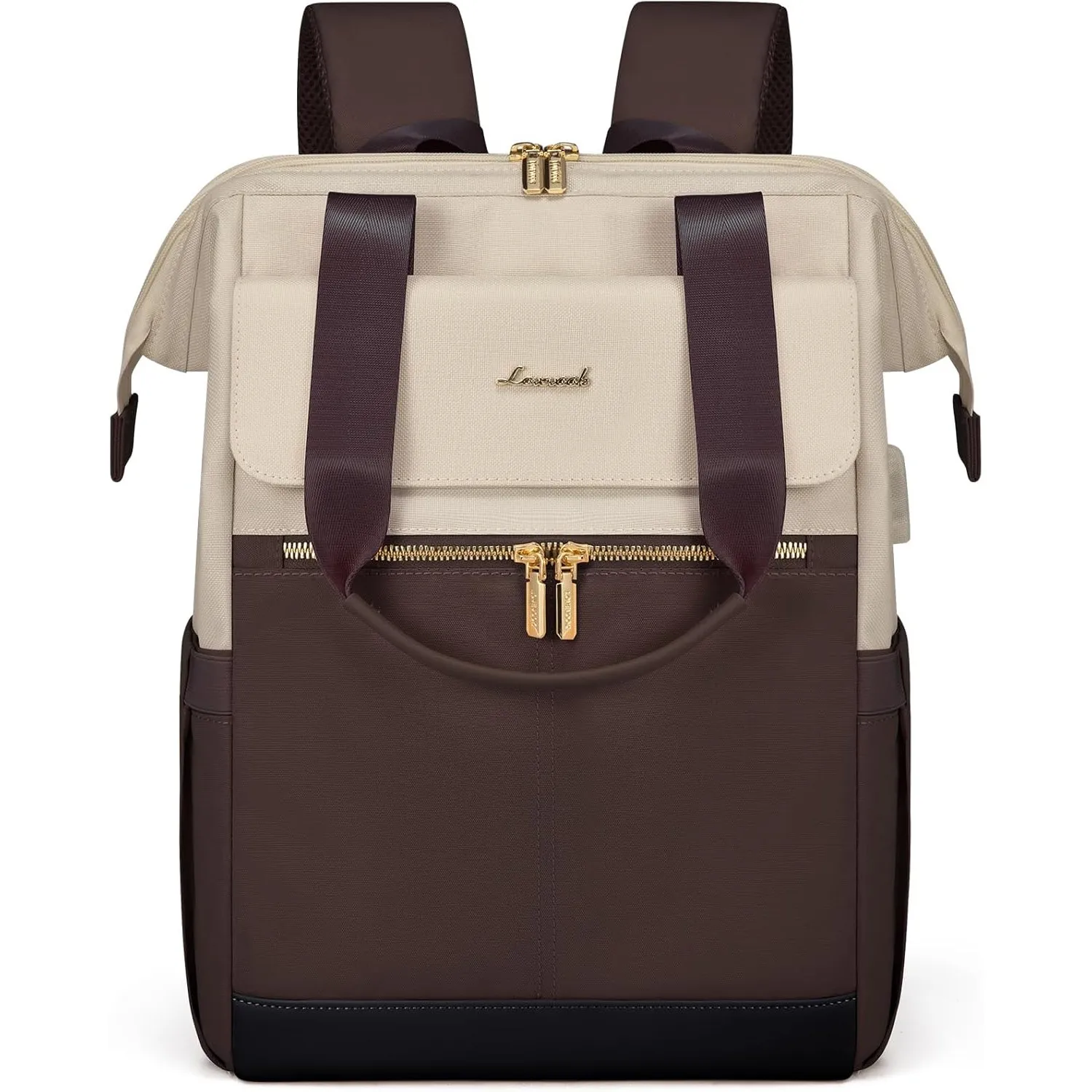 LOVEVOOK Rucksack Kaffee, Moderner Laptop Schulrucksack, Schultasche Teenager Backpack Women Elegant Tagesrucksäcke Han…