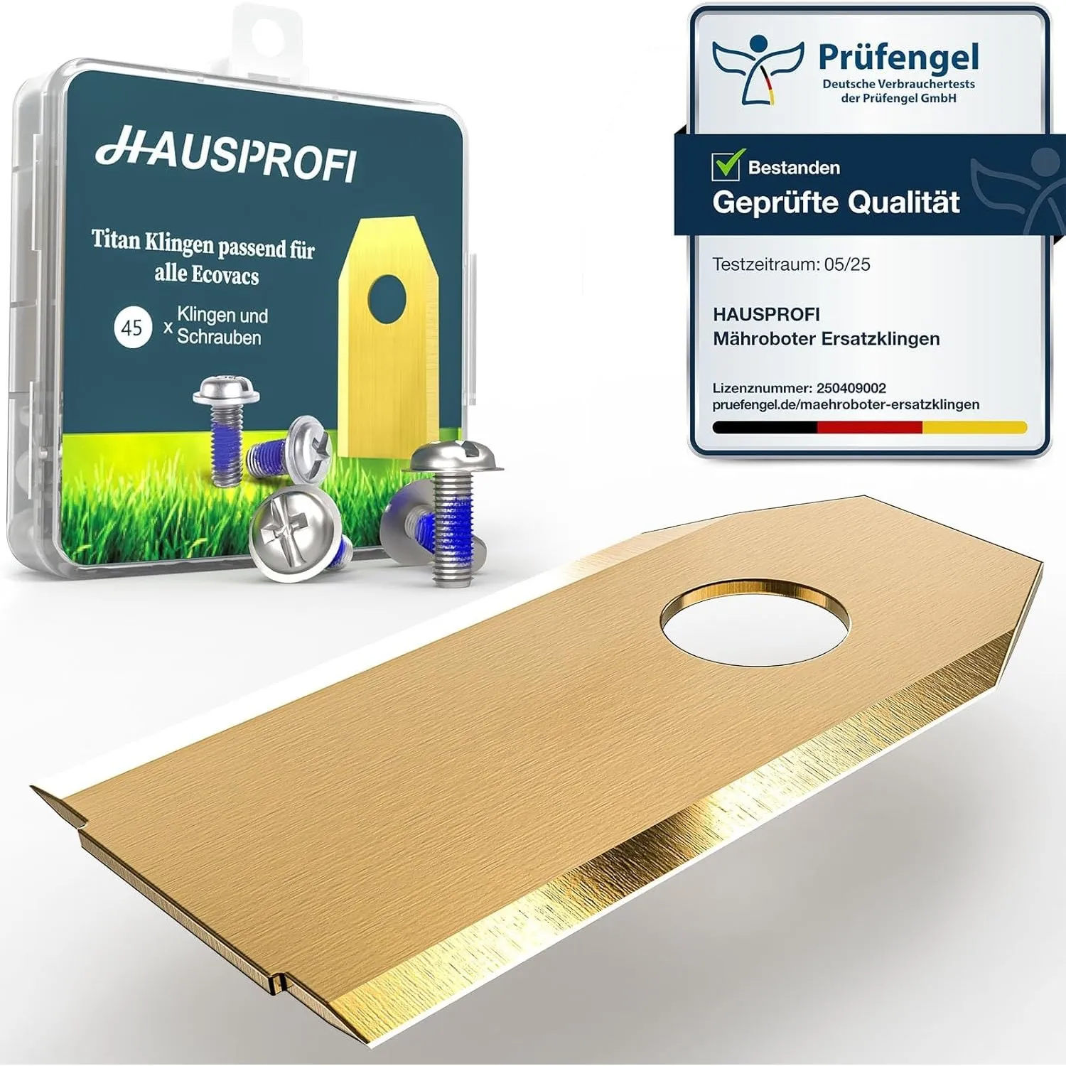 HAUSPROFI 45x Titan Ersatzklingen Ersatzkmesser für ECOVACS GOAT Mähroboter, DIN EN 50636-2-107 geprüft, 60% langlebige…
