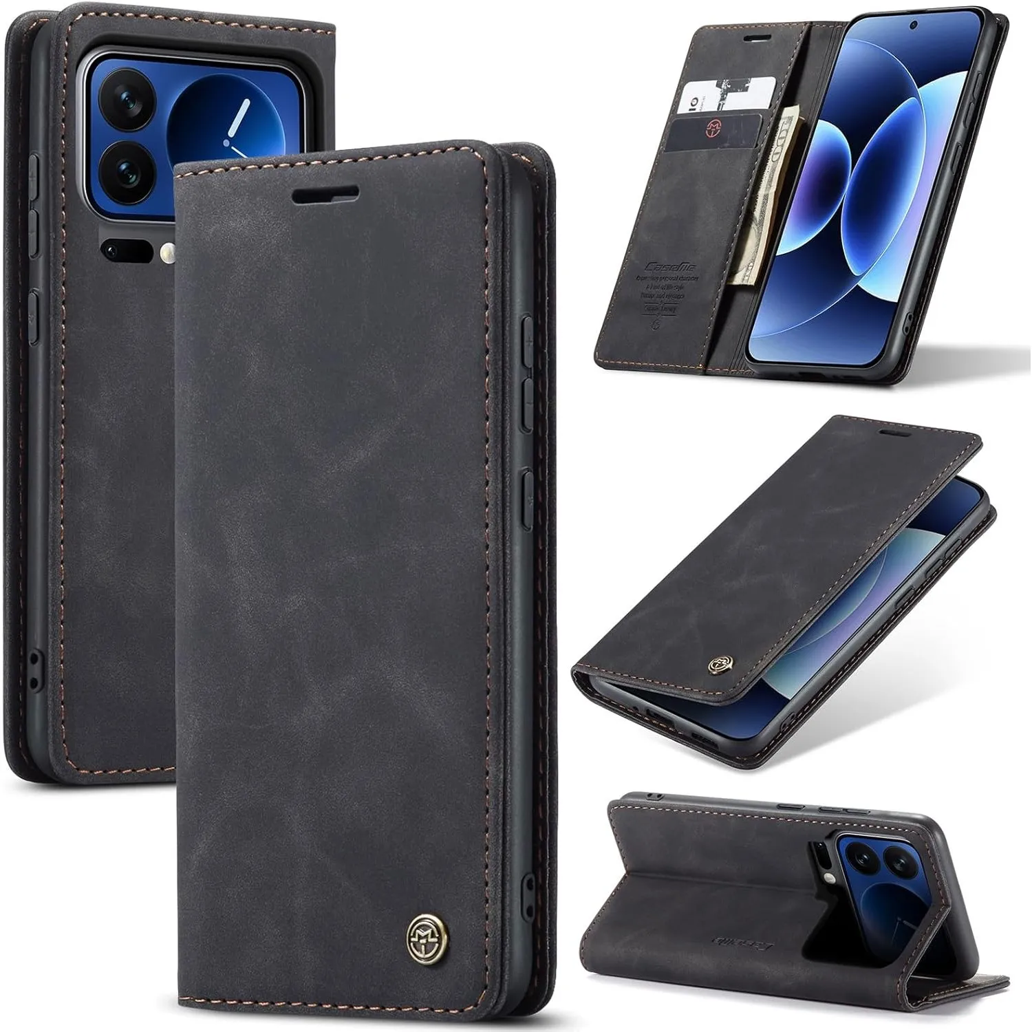 Handyhülle für Xiaomi 17 Pro Max 5G Hülle Premium Lederhülle Flip Case Magnet Tascher Kartenfach Standfunktion Klapphül…