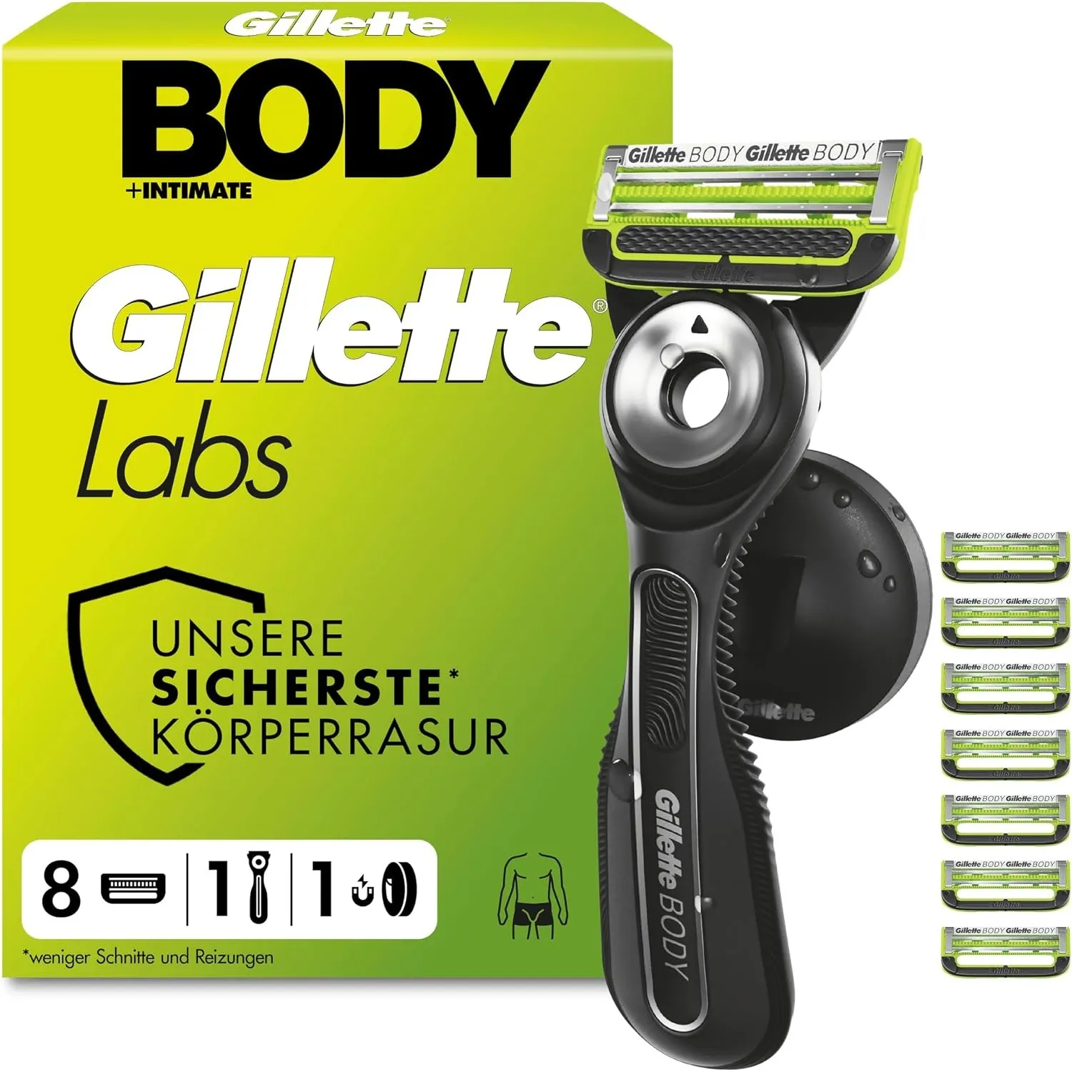 Gillette Labs Body & Intimate Rasierer Herren, Intimrasierer Mann, Schwarz