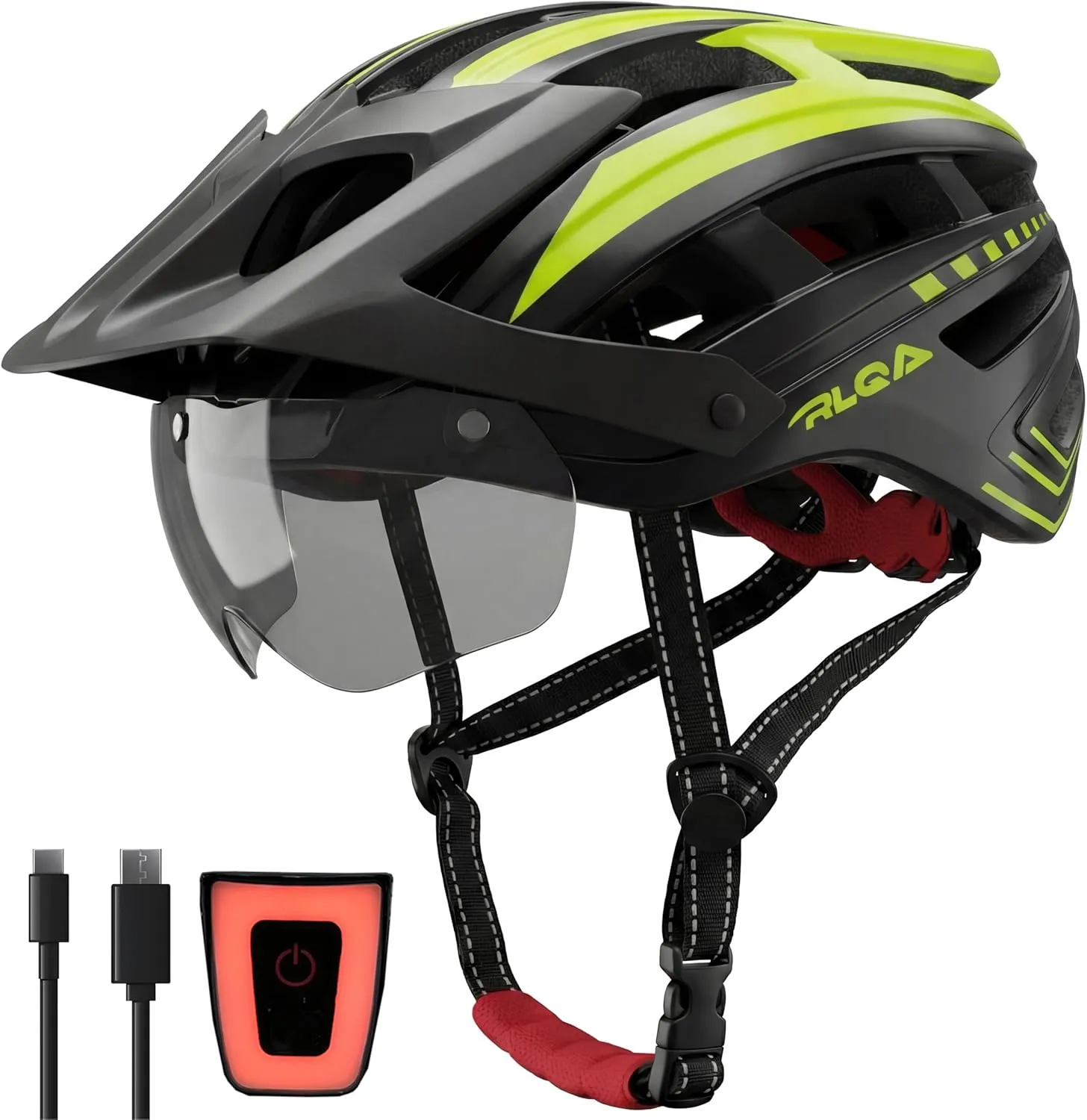 RLQA Fahrradhelm Herren Damen, MTB/Rennrad Helm mit Abnehmbarer Magnetischer Visier & Brille, Radhelm mit 24 Luftungssc…