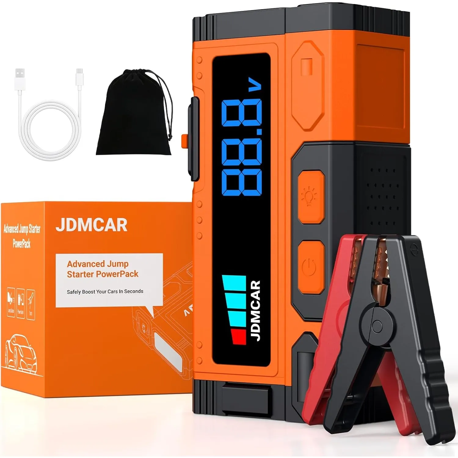 JDMCAR Starthilfe Powerbank für Pkw 12000 A, Starter Powerbank