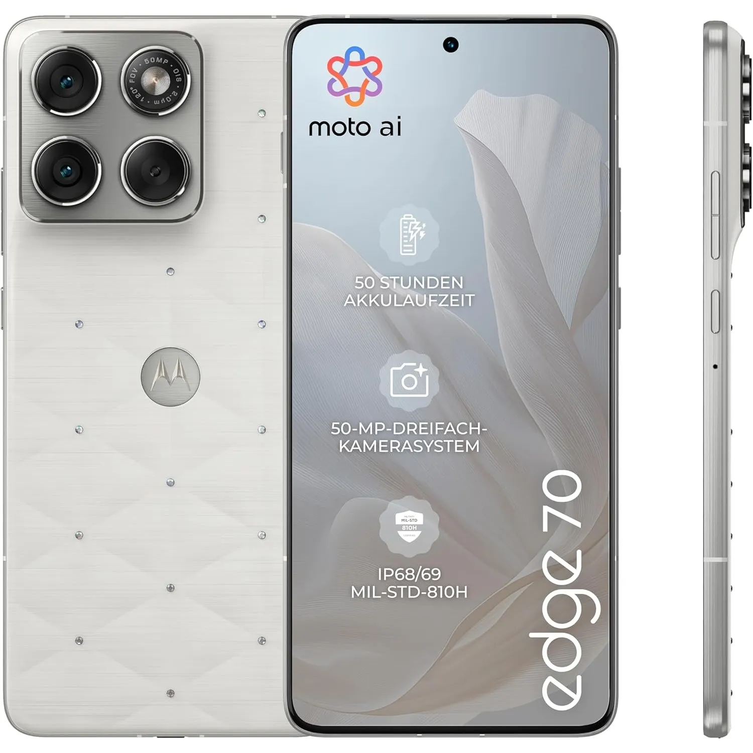 Motorola Edge 70 Smartphone (Robustes 6,67"-pOLED-Display mit Gorilla Glass 7i, 50-MP-Kamera, 12-512 GB, Wasser- und hi…
