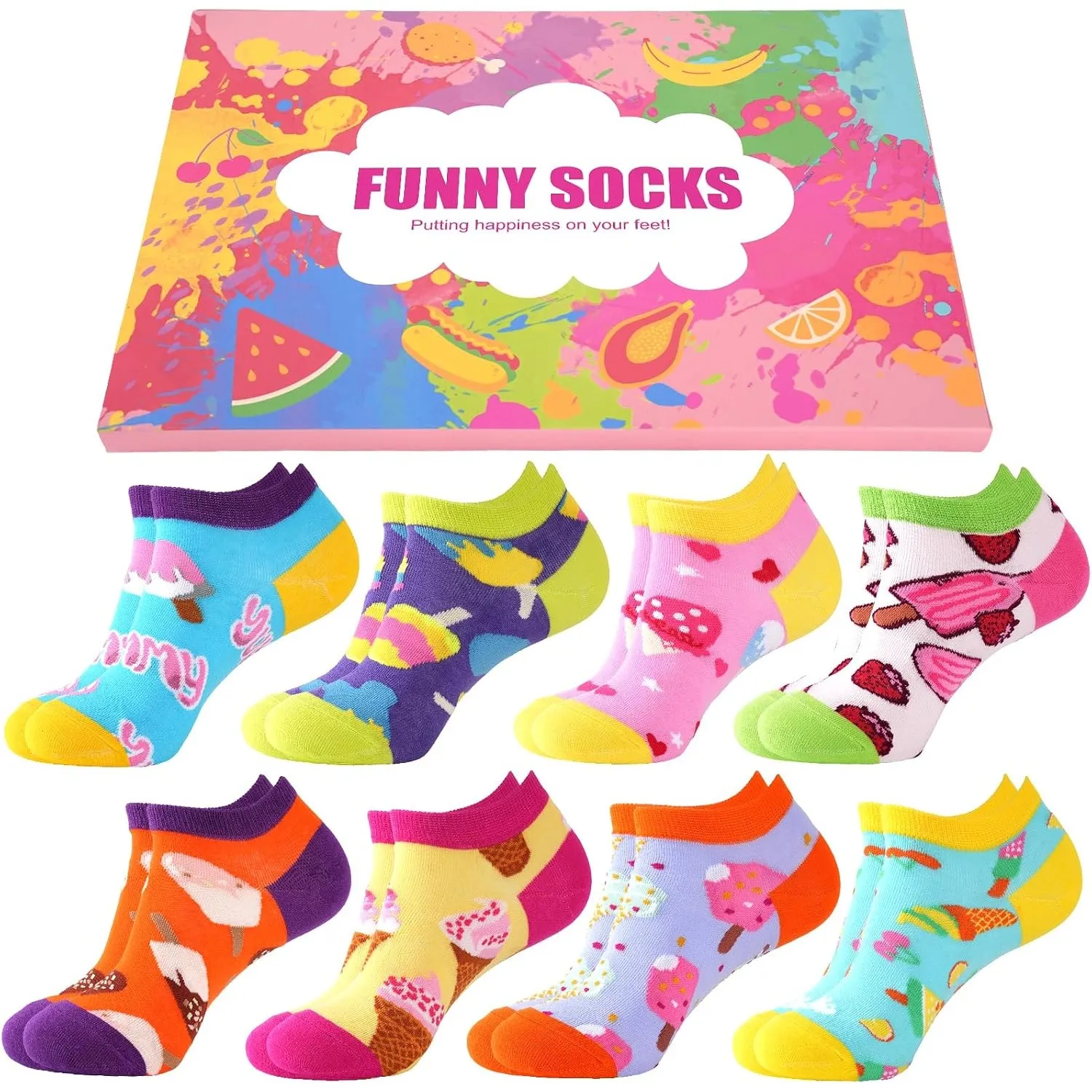 Lustige Sneaker Socken Damen Mädchen 8 Paar, Geschenke für Frauen | Dankeschön Geschenke Klein für Frauen Mama; Baumwol…